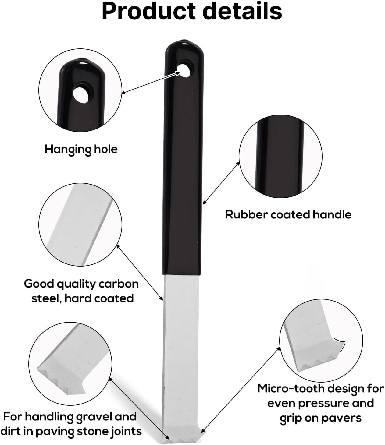 2Pcs Paver Puller, Paver Extractor Tool with Joint Scraper Micro Teeth & Gripper Slots, Paver Removal Tool for Garden Lawn Yard Patio Paver Brick Block Replacement image number 6