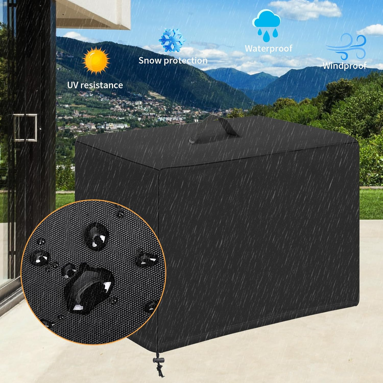 420D Heavy-Duty Pool Filter Cover - Sand Filter Pump Protection Cover for above Ground Pools (33''L X24''W X34''H) image number 2