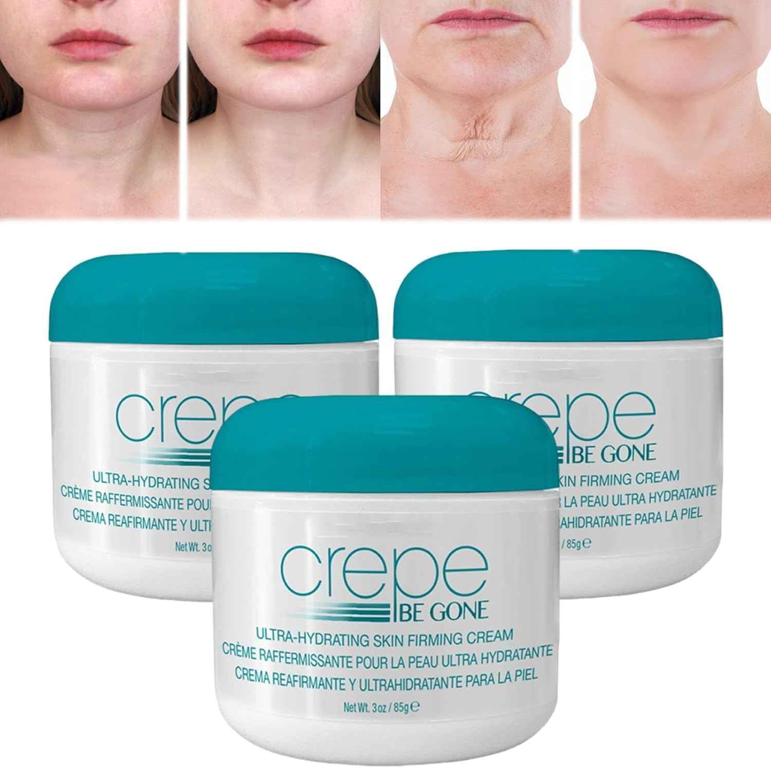 Crepe Be Gone Body Souffle,Ultra Hydrating Crepe Skin Firming Cream for Neck,Chest, Arms & Legs,3 Ounce,3Pcs image number 1