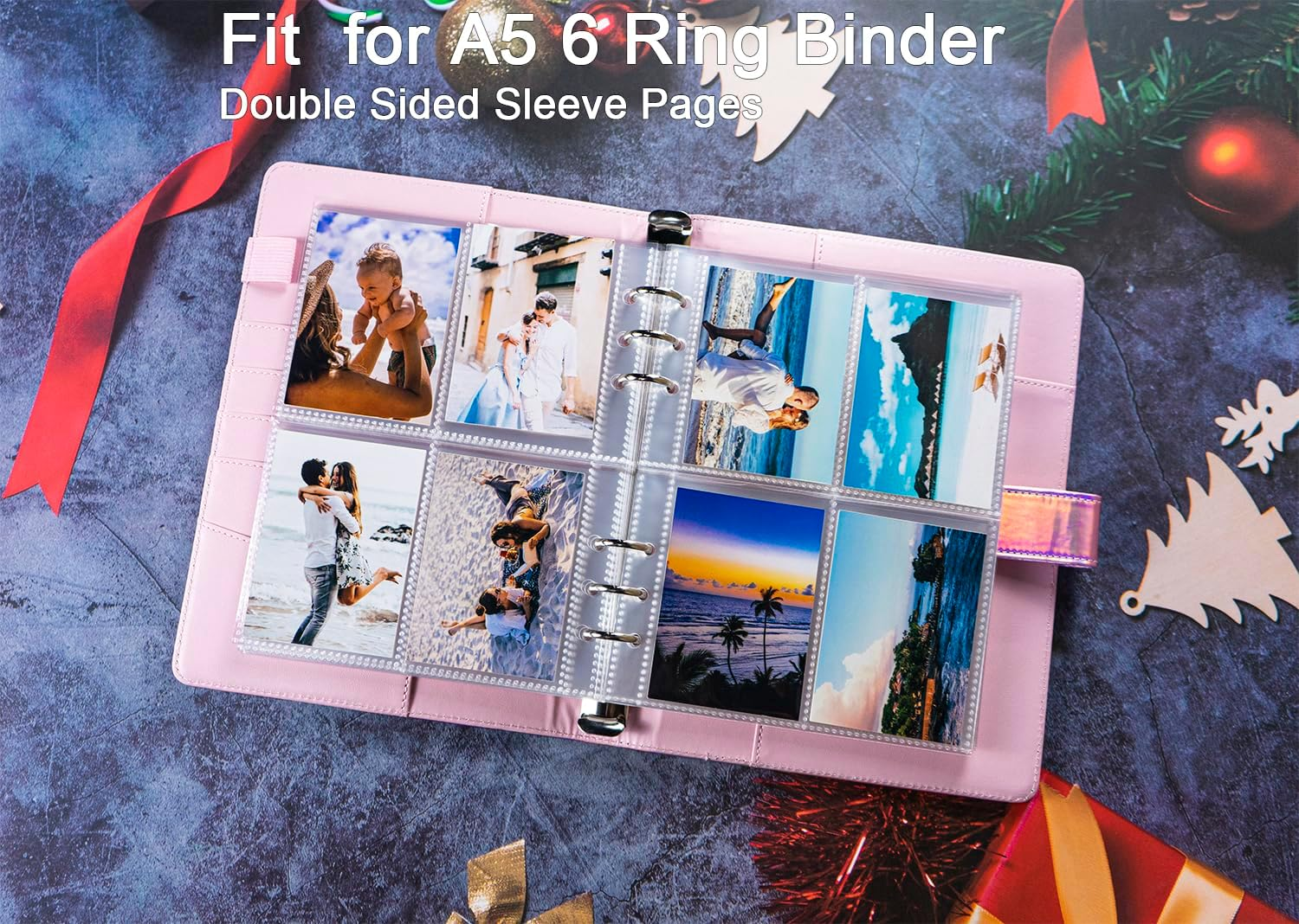 40 Pack 320 Pockets 2.5X3.5 Inch Trading Card Sleeve Pages for Game Cards, Photocard- Double-Sided 4 Pocket Page Protector,Ultra-Clear Kpop Photocard Sheets for A5 6 Ring Binder image number 3