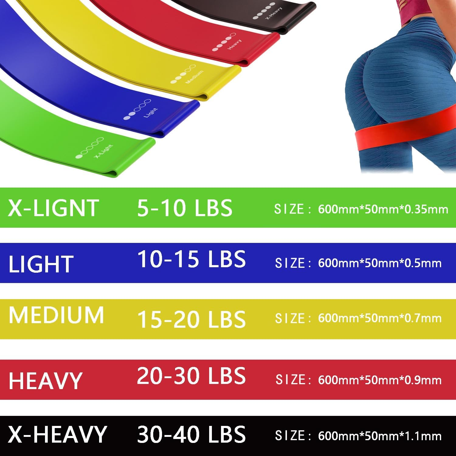 Resistance Bands for Working Out, Elastic Exercice Loop Bands for Physical Therapy, Yoga Starter Set of Stretch Bands for Booty Legs, Pilates Flexbands