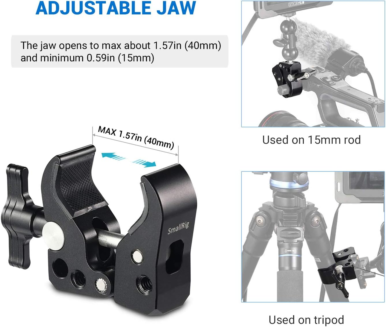 SMALLRIG Super Clamp with Jaw Opens from 10 to 55Mm - 2220 image number 2