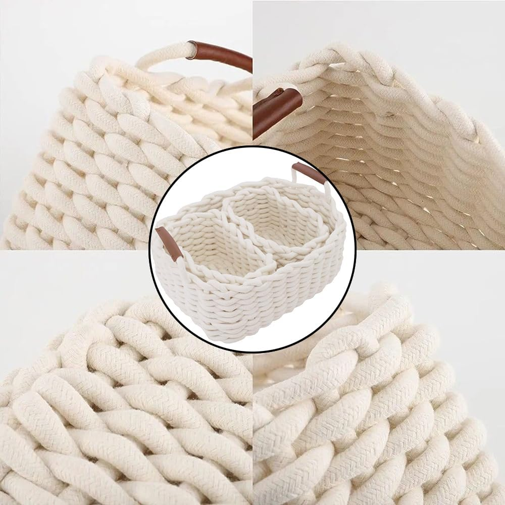 3-Pack Cotton Rope Baskets, Woven Basket for Organizing,Decorative Storage Bins, Rope Storage Shelf Basket for Shelves, Home Decor, Room, Storage, Closet, Toys