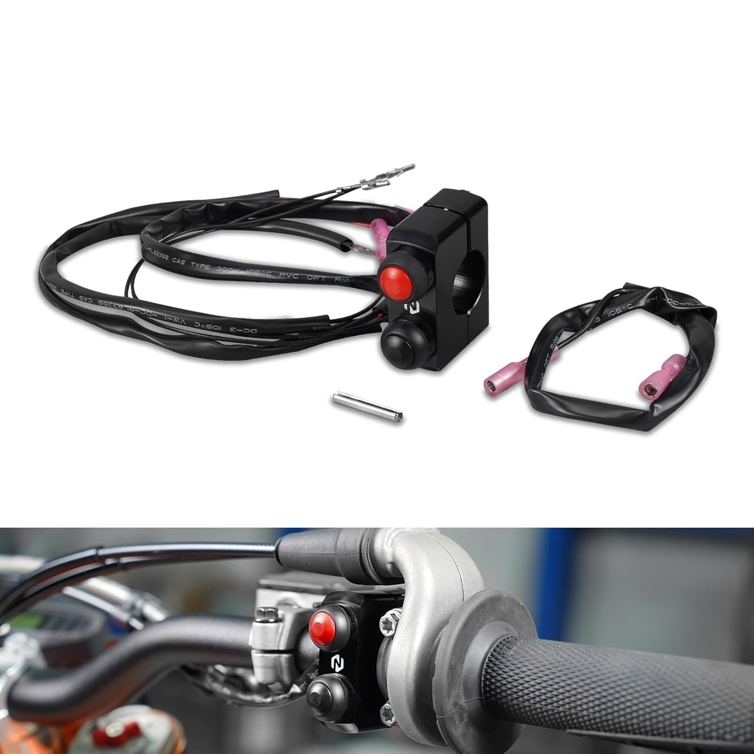 NICECNC Black Control Switch Start Kill Button Compatible with KTM 150-500 XC-W XCF-W EXC EXC-F 2008-2023,Compatible with Husqvarna TE FE 150-501 2014-2023,See Fitment image number 5