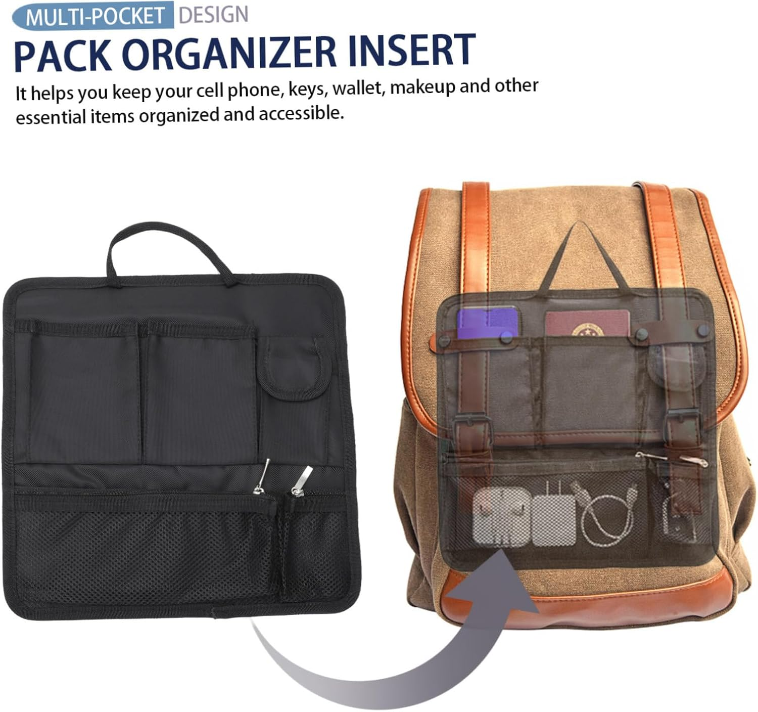 CATIEBYE 2 Pcs Large Capacity Storage Bag Travel Packing Organiser Portable Toiletry Bag for Women Multi-Pocketed Organise Cosmetics Keys Wallet image number 5