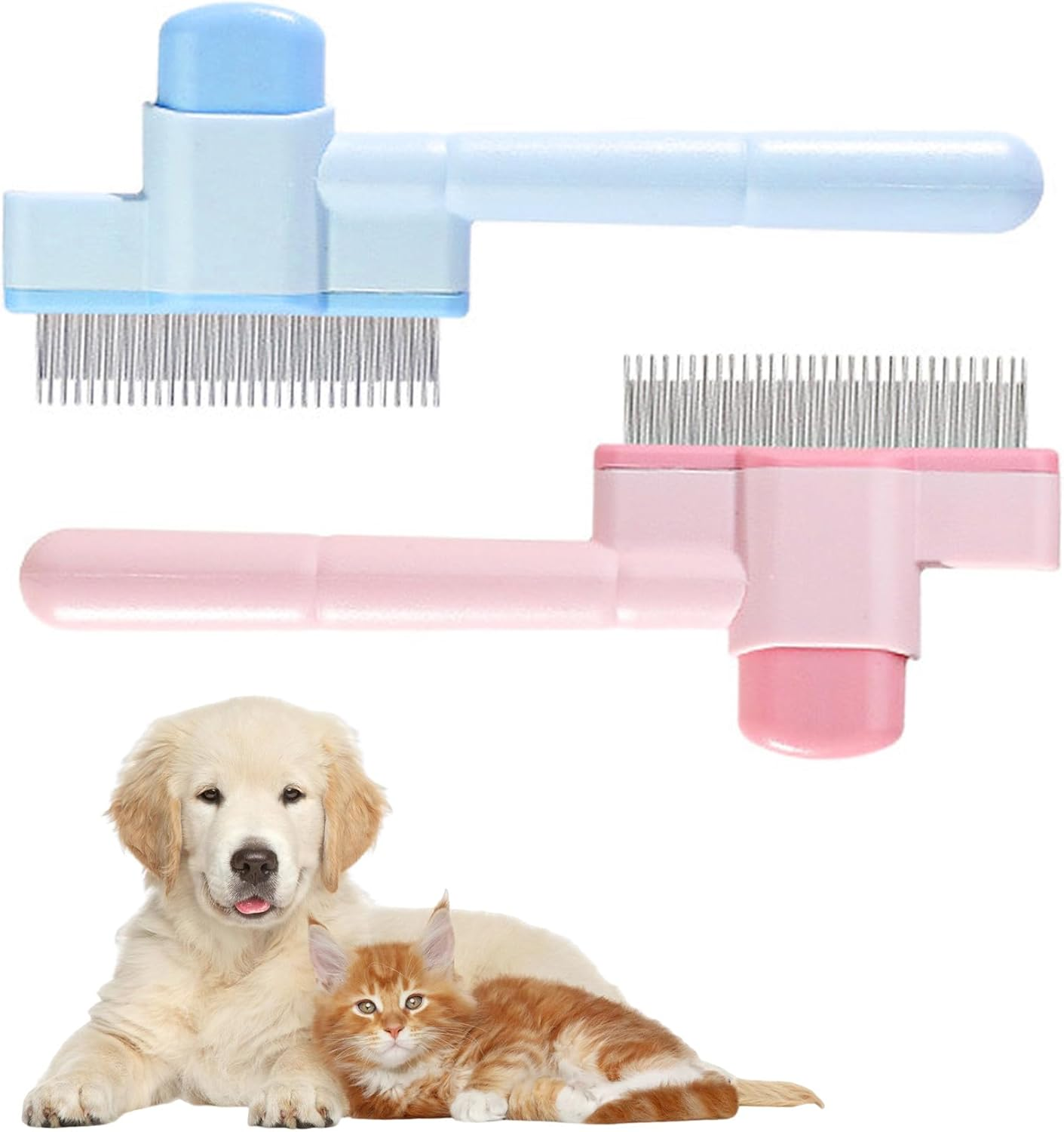 Xiciki Pack of 2 Fellblitz Cat Brush, Flea Comb for Cats, Fur Flash Brush for Long/Short Hair, Comb for Cats and Dogs image number 3