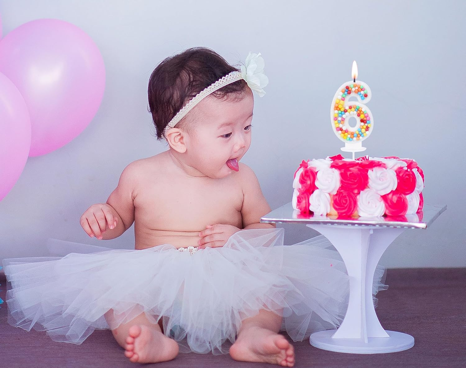 Kinsynko 6 Birthday Candle Colorful Number 6 Candle for Birthday Cake Girl Princess Women 6Th Birthday Wedding Anniversary Rainbow Party Cake Decoration image number 2