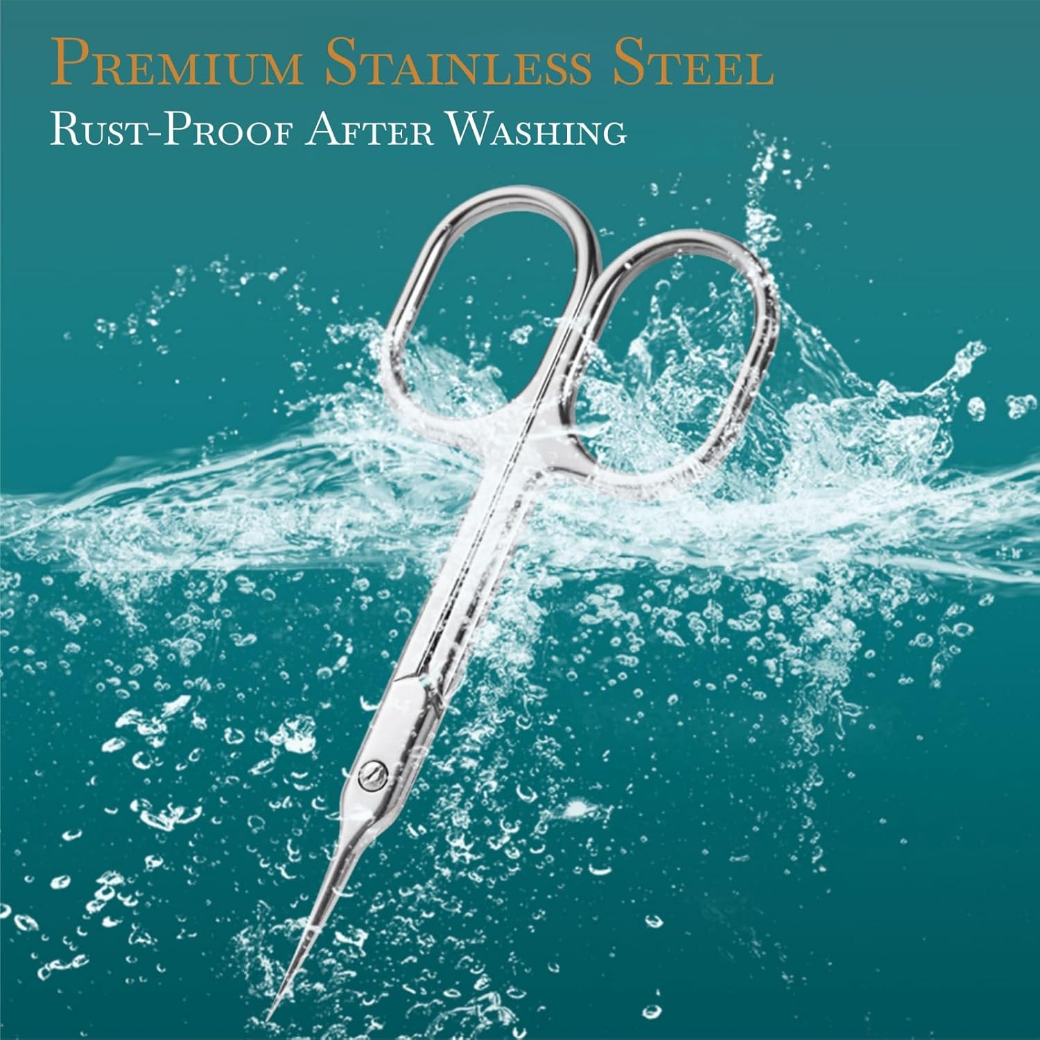 Suytvenxau Premium Manicure Scissors, Stainless Steel Cuticle Scissors & Eyebrow Scissors with Double-Sharpened Curved Blade, Multi-Purpose Eyebrow Kit for Nails, Eyelashes, Dry Skin, 3.76In (9.55Cm) image number 3