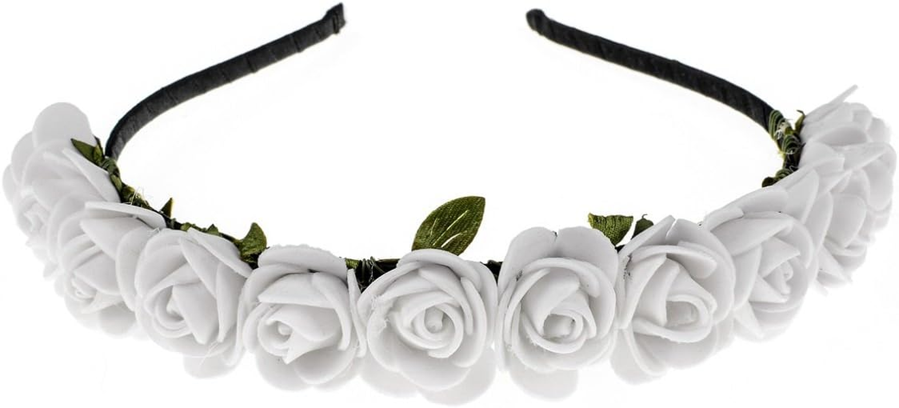 Love Sweety Boho Floral Crown Rose Flower Headband Hair Wreath - Dark Red image number 6