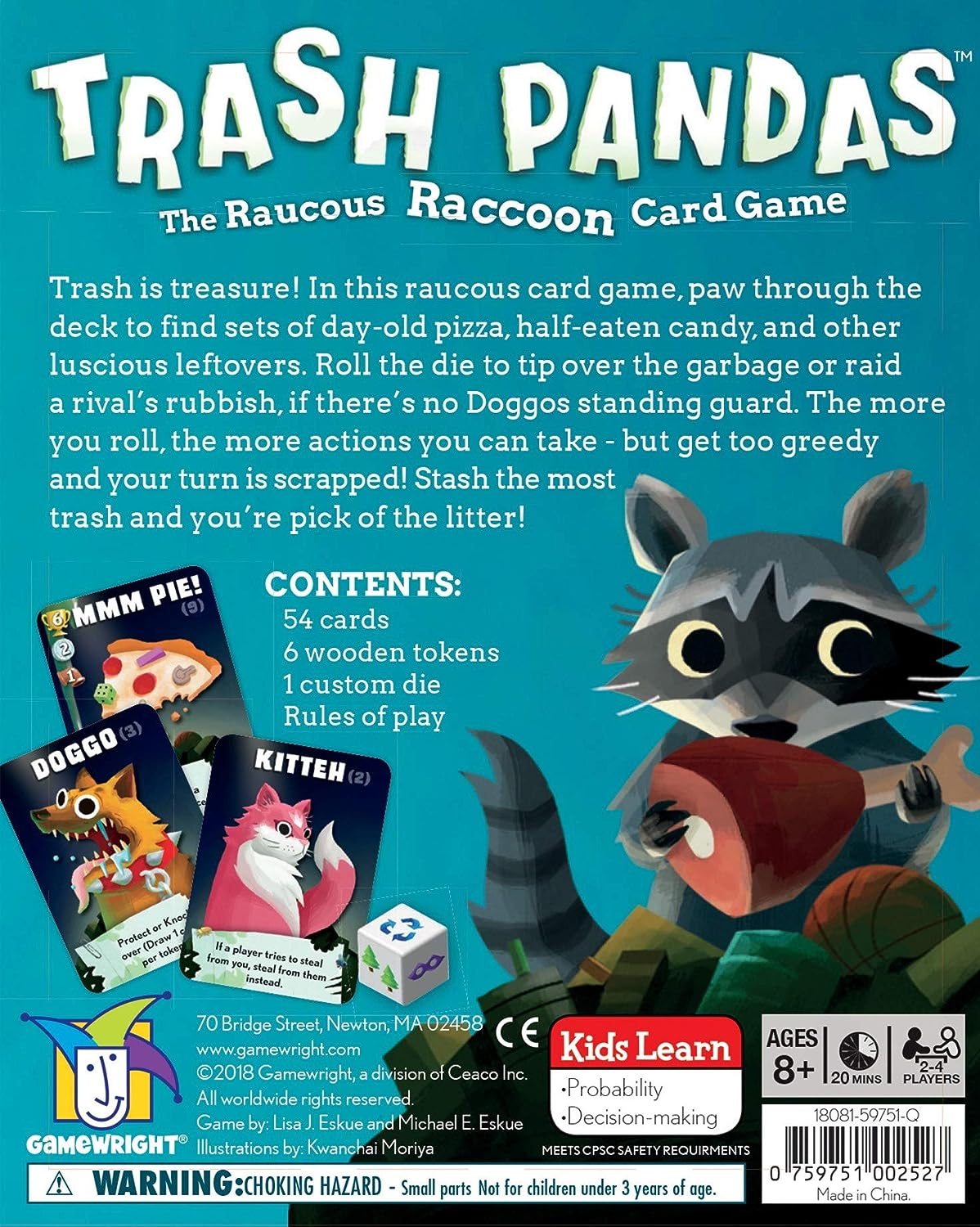 Gamewright Trash Pandas the Raucous Raccoon Card Game, Multi-Colored, 5" image number 4
