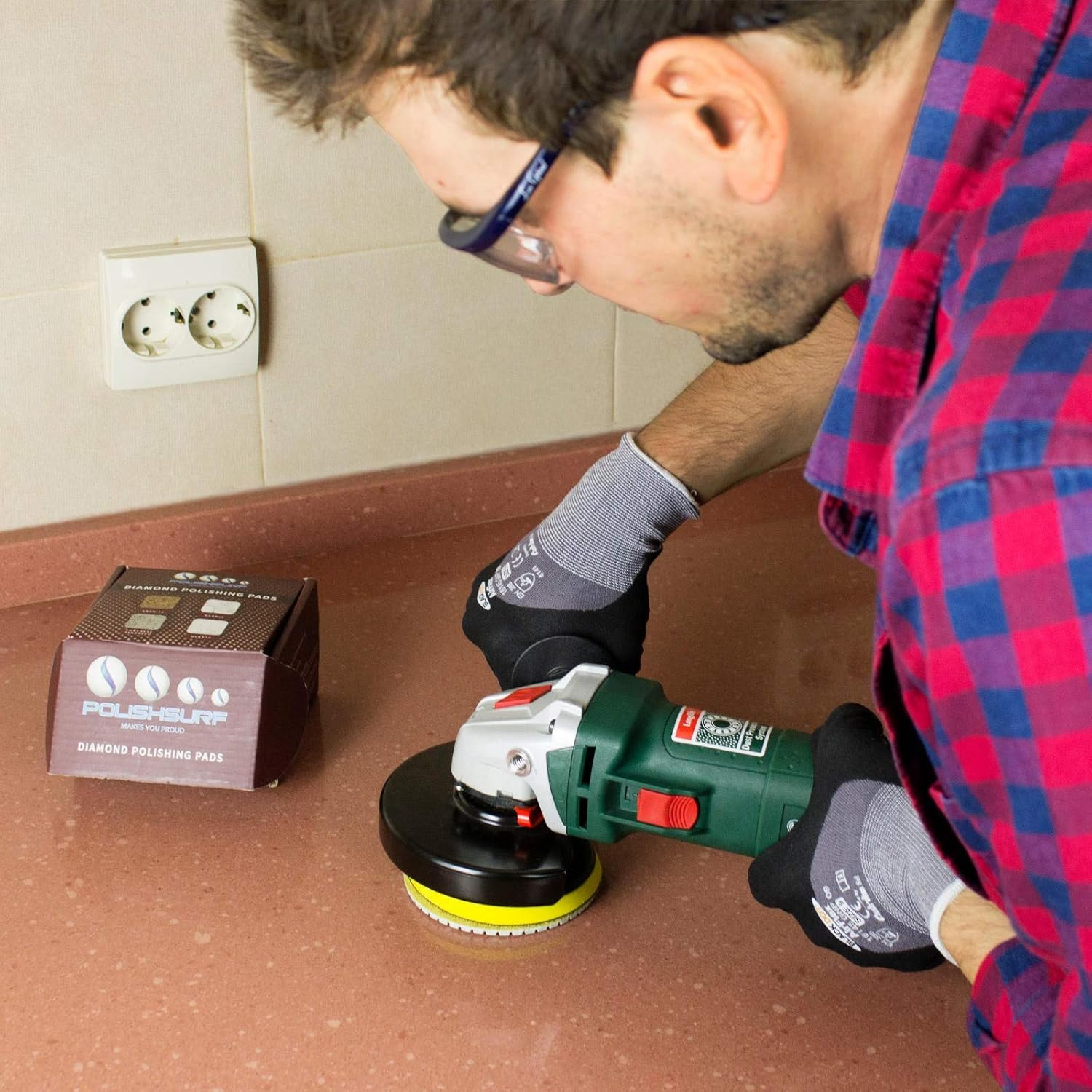 POLISHSURF Diamond Polishing Pads 4 Inch Wet Dry Set 7 Pieces for Concrete Marble Quartz Stone Countertop Granite Polishing - By