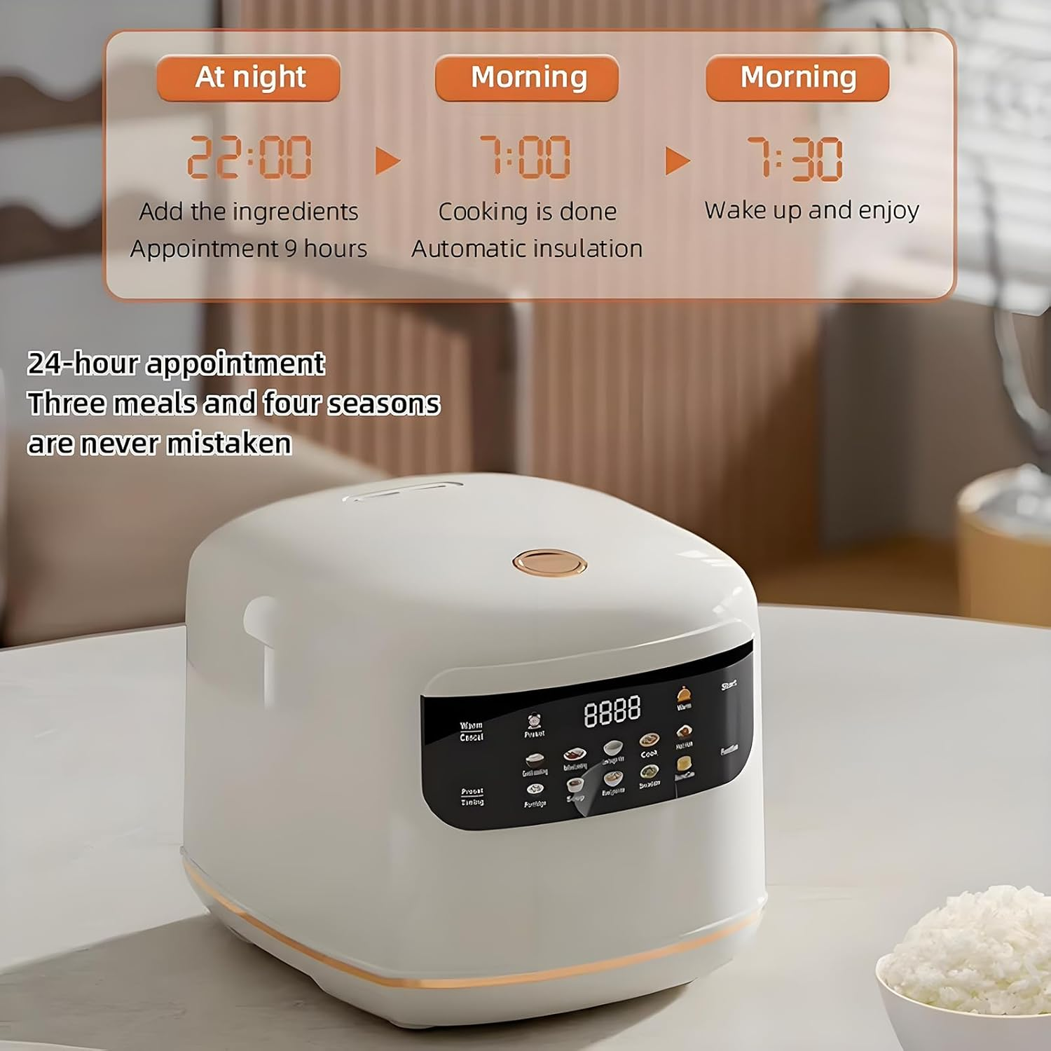 2L Electric Portable Digital Rice Cooker, Multifunction Electric Cooker with 24H Preset & Keep Warm, Nonstick Pot for Rice/Porridge/Soup, Mini Stewpot for Dorm, Home, Travel image number 4