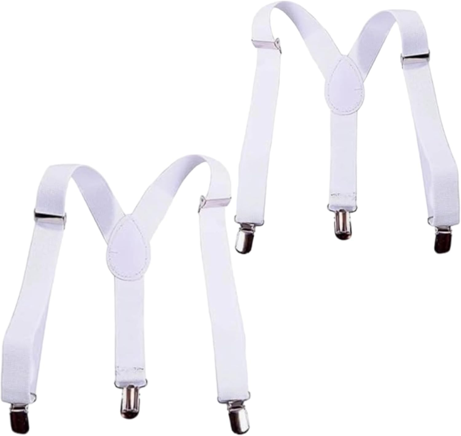 2Pcs White Kids Suspenders Braces,Adjustable Clip on Y-Back Elastic Suspenders with Metal Clips for Boys Girls Boys' Accessories Clothing, Shoes and Jewelry