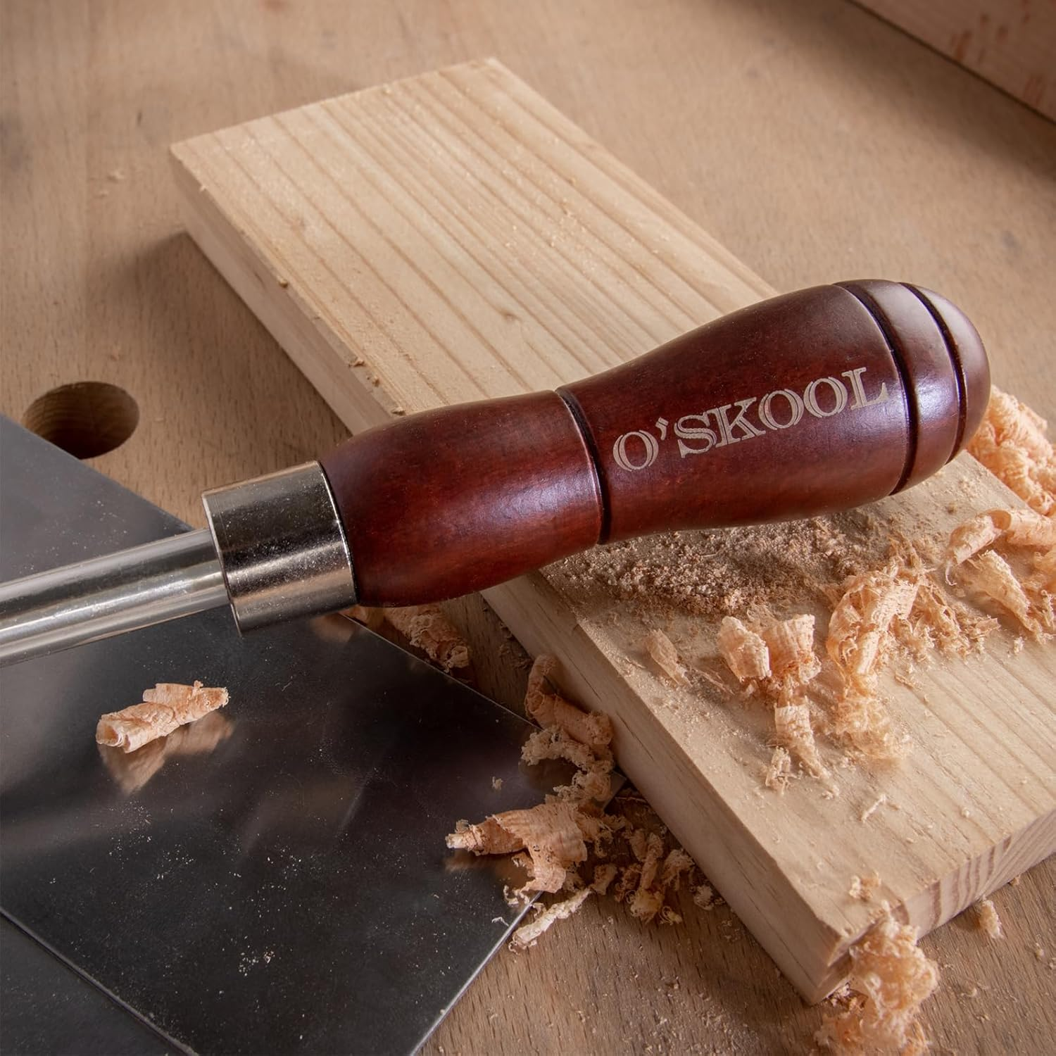 O'SKOOL Scraper Burnisher with &Oslash;3/8" X 3-1/16" Chrome Molybdenum Steel Rod and Beechwood Dual-Handle, SAF011