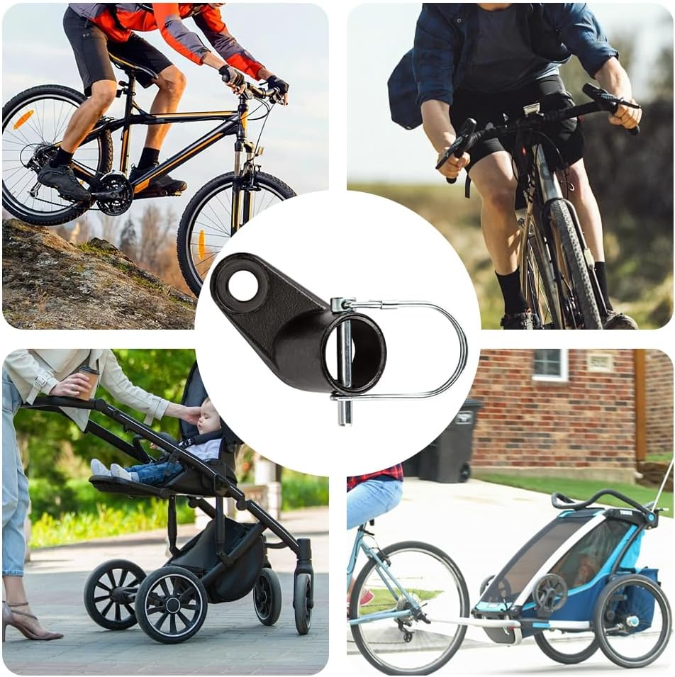 Bike Trailer Hitch Connector, Bicycle Connector Adapter, Universal Bike Trailer Attachment for Mountain Bike Road Bike Child Pet Cargo Bike Trailer, Black image number 5