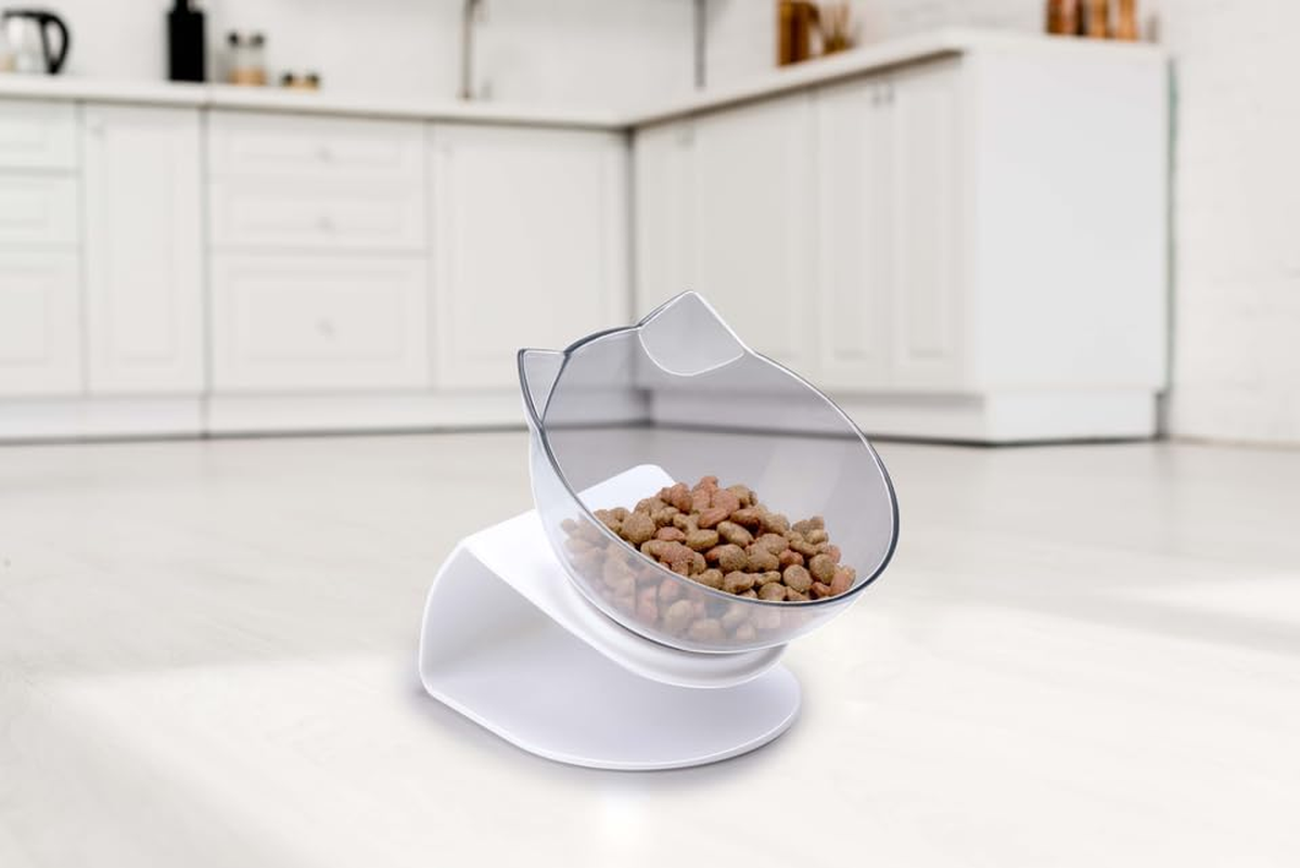 Maxxpro Cat Feeding Bowl Raised Non-Slip Feet Cat Accessories Cat Bowl 350 Ml 13.5 X 12.5 X 14.5 Cm White