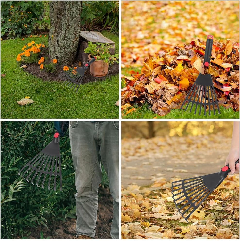 Small Leaf Rake Gardening Tool with Handle for Collecting Leaves and Debris in Your Garden and Lightweight and Design image number 3