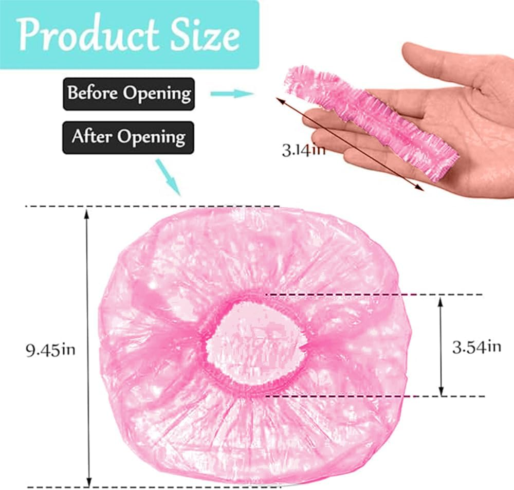 Shower Cap Disposable, Clear Plastic Bath Caps for Women Men Kids Girls, Multi-Purpose Thick Waterproof Bath Caps Hair Treatment, Spa,Home Use,Portable Travel (Pink-40Pcs) - Yellow-40Pcs image number 4