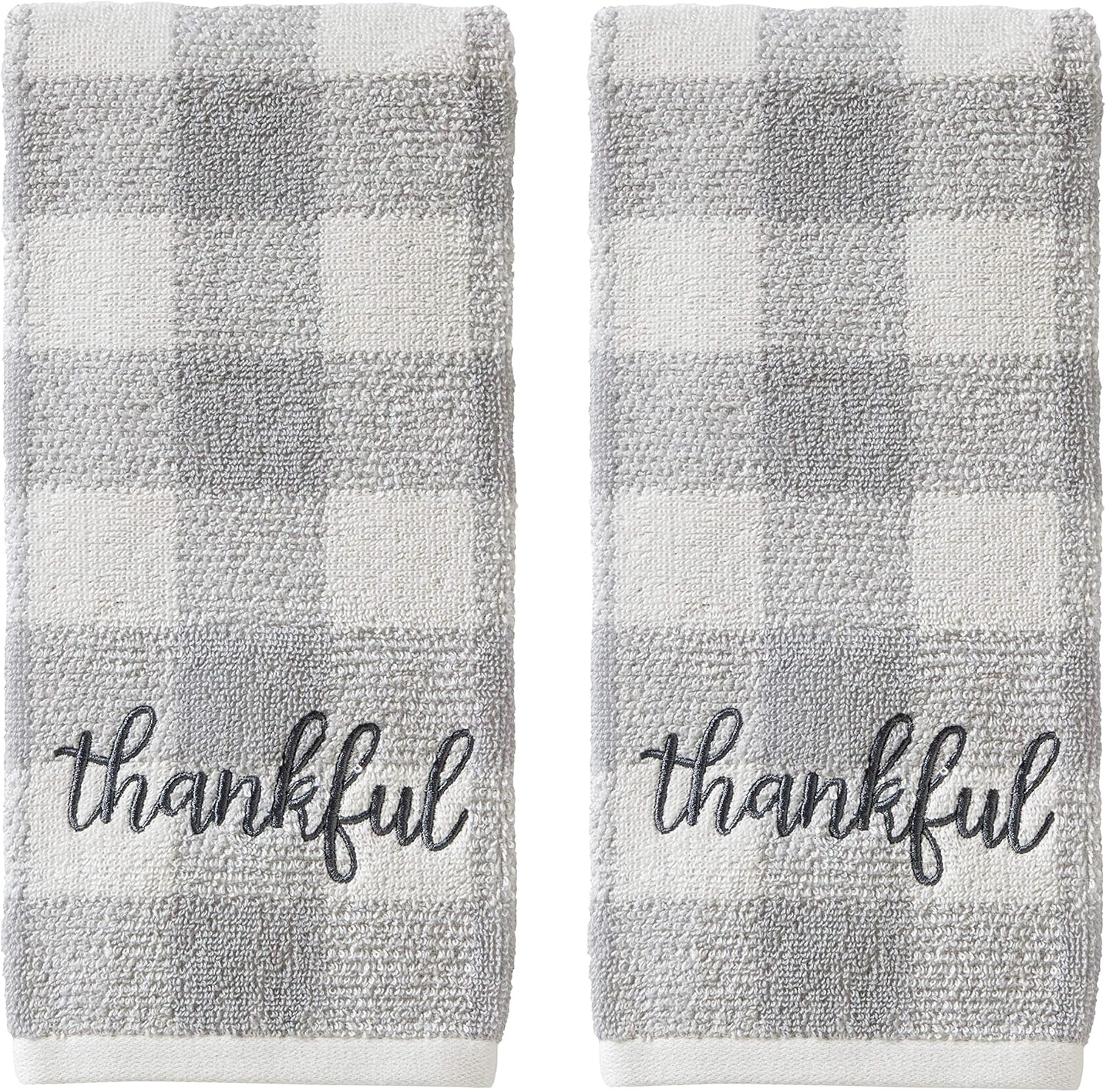 SKL Home by Saturday Knight Ltd. Thankful Plaid Hand Towel Set, 16X25, Gray 2 Count image number 2