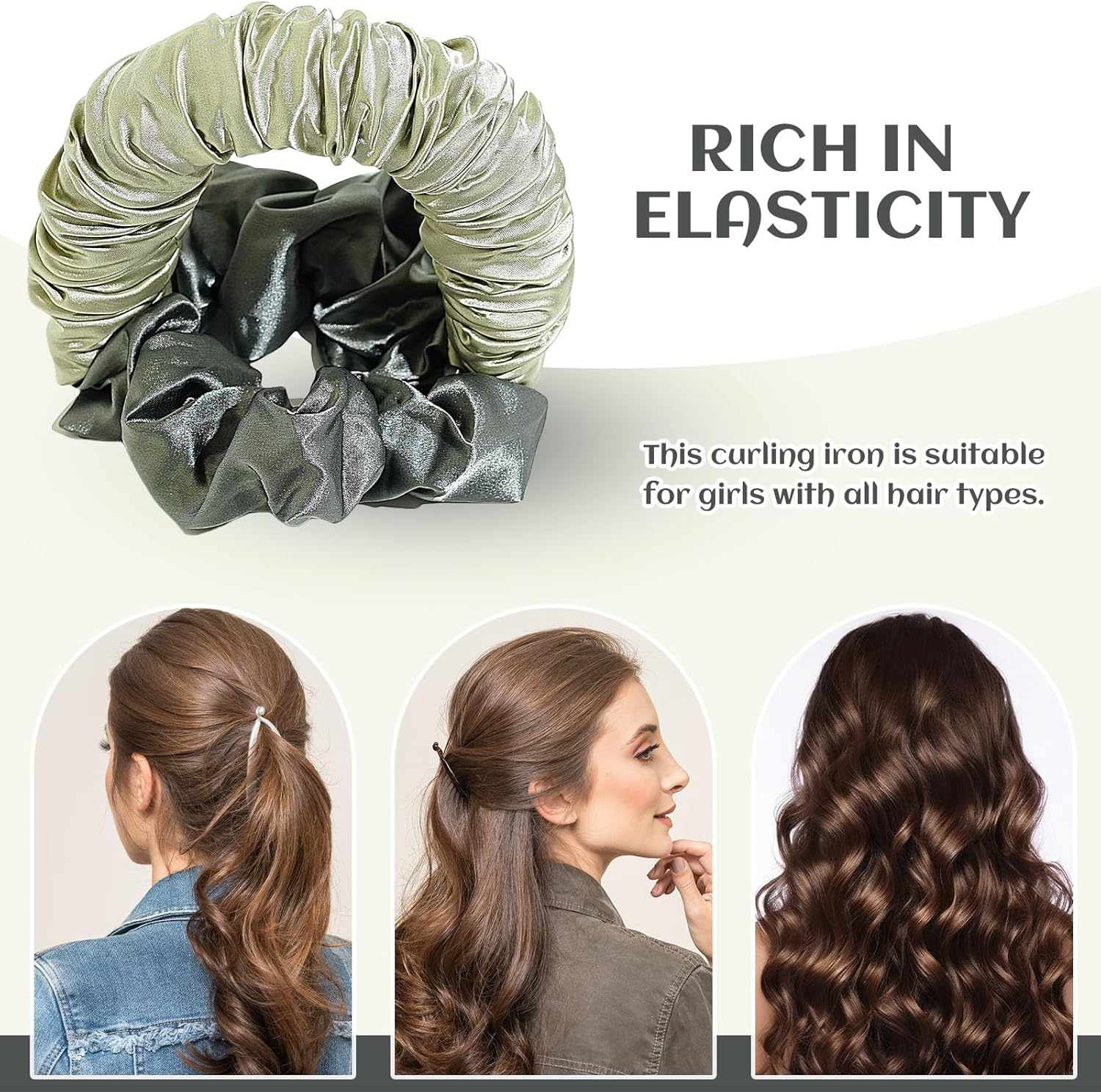 TELAIN 1 Piece Heat Free Curl Hair Scrunchie for Women - Soft Curls Overnight without Heat, Ideal for Long Hair image number 5