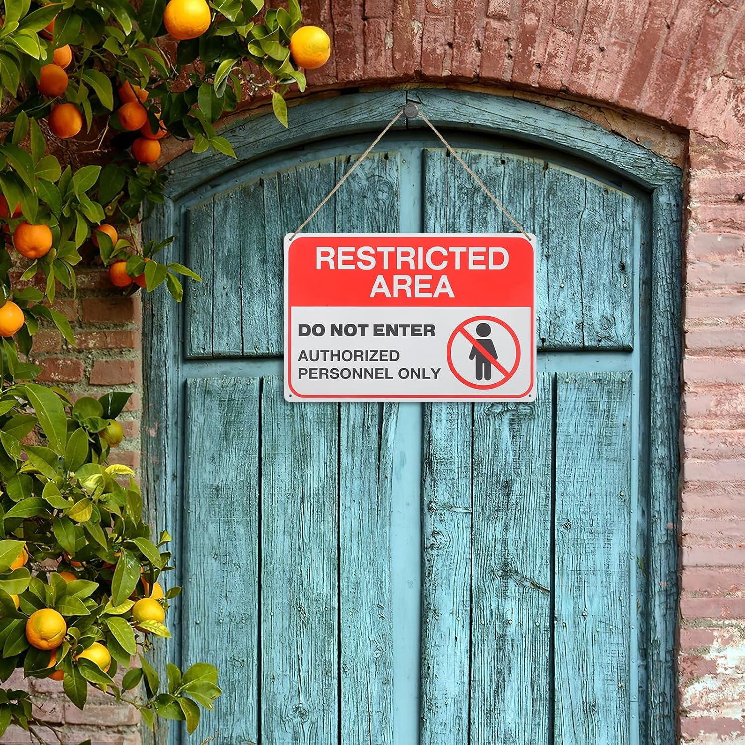 Gatuida Do Not Enter Warning Sign - Iron Safety Caution Sign For, Garden, Office, Indoor Outdoor Use, 11.8" X 7.9" image number 3