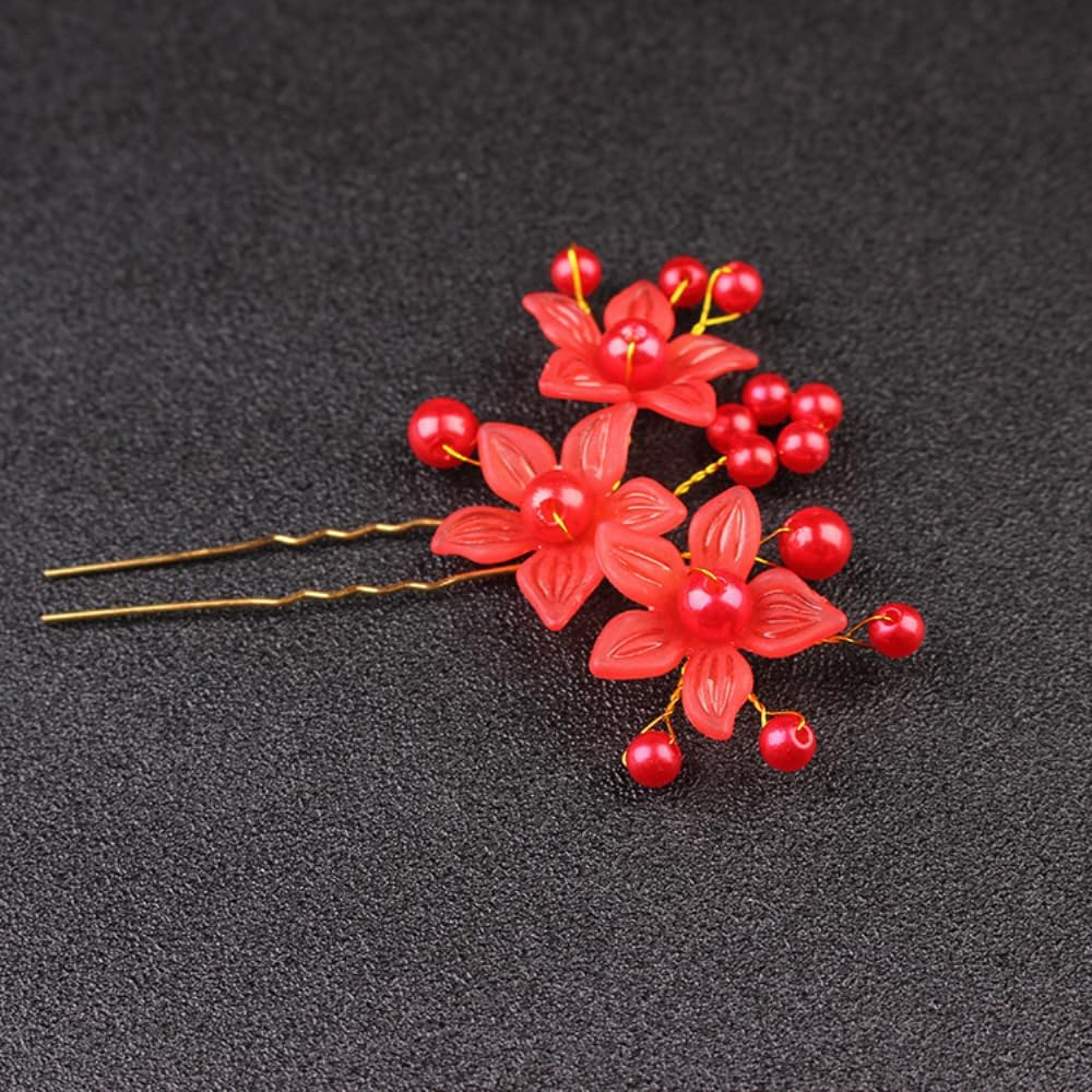 Pack of 10 U-Shaped Hair Pins, Fork Sticks, Pearl Flower Hair Clip, Bridal Hair Pin, Metal Hair Pin, 2 Prong Updo Chignon Pens for Women, Hair Styling Accessories, Purple image number 1