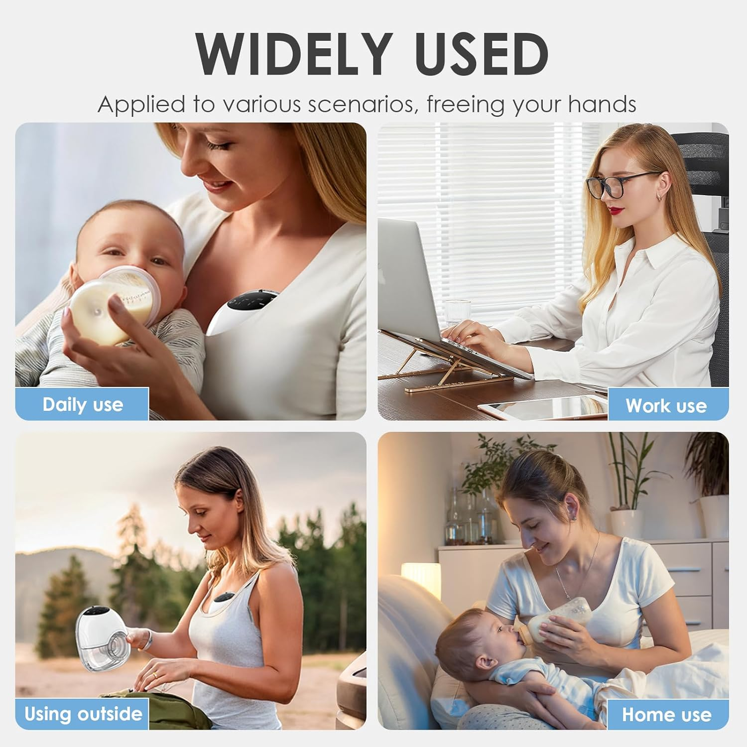 Electric Portable Wearable Breast Pump, Hands Free Milk Collector with LED Display 4 Modes & 12 Levels for Mom Newborn, 45DB Silent Design & 180ML Large Capacity (White) image number 5