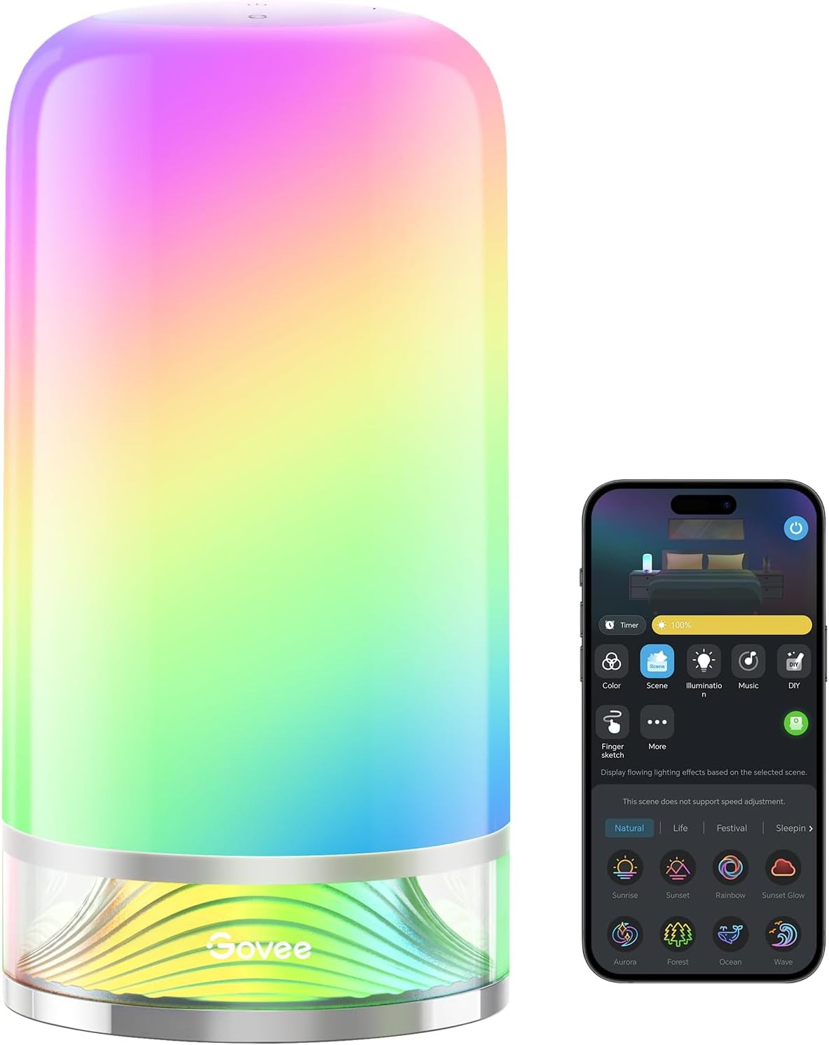 Govee Bedside Touch Table Lamp, Night Light Kids LED RGBICWW Works with Matter and Alexa, Music Sync, 64 Scene Modes, Timer, 2700-6500K Night Lamp for Bedroom, Kids, Living Room Decor(Corded Electric) image number 4