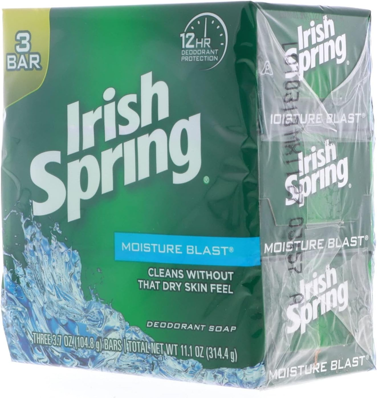 Irish Spring Moisture Blast Deodorant Bar Soap, 11.1 Oz Bars, 3 Each (Pack of 2) image number 2