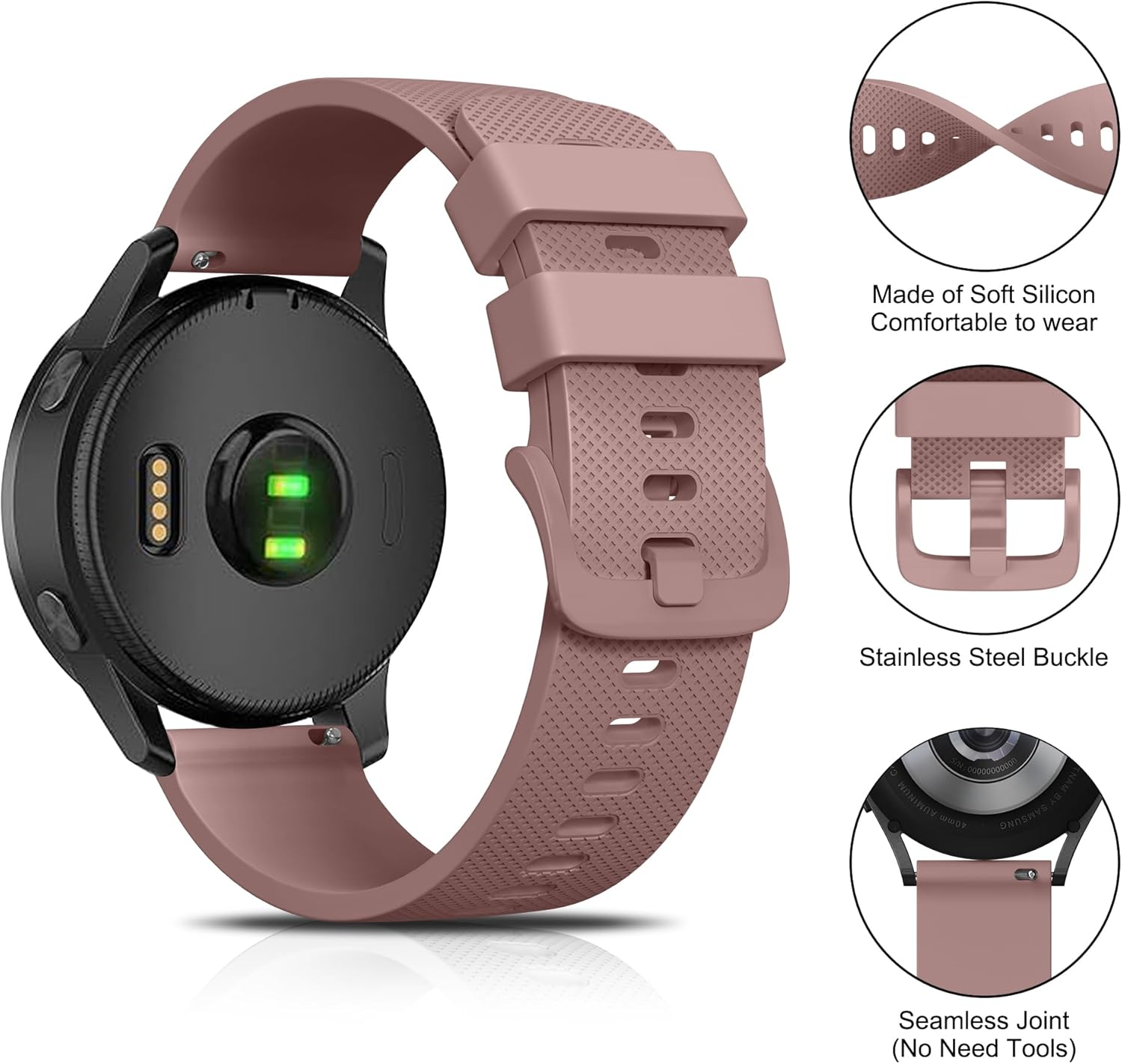 3 Pack Sport Bands for Garmin Forerunner 245 Band, Garmin Vivoactive 5 Band, Garmin Venu SQ Band,20Mm Soft Silicone Replacement Watch Strap for Garmin Forerunner 55/645/245 Music Smartwatch