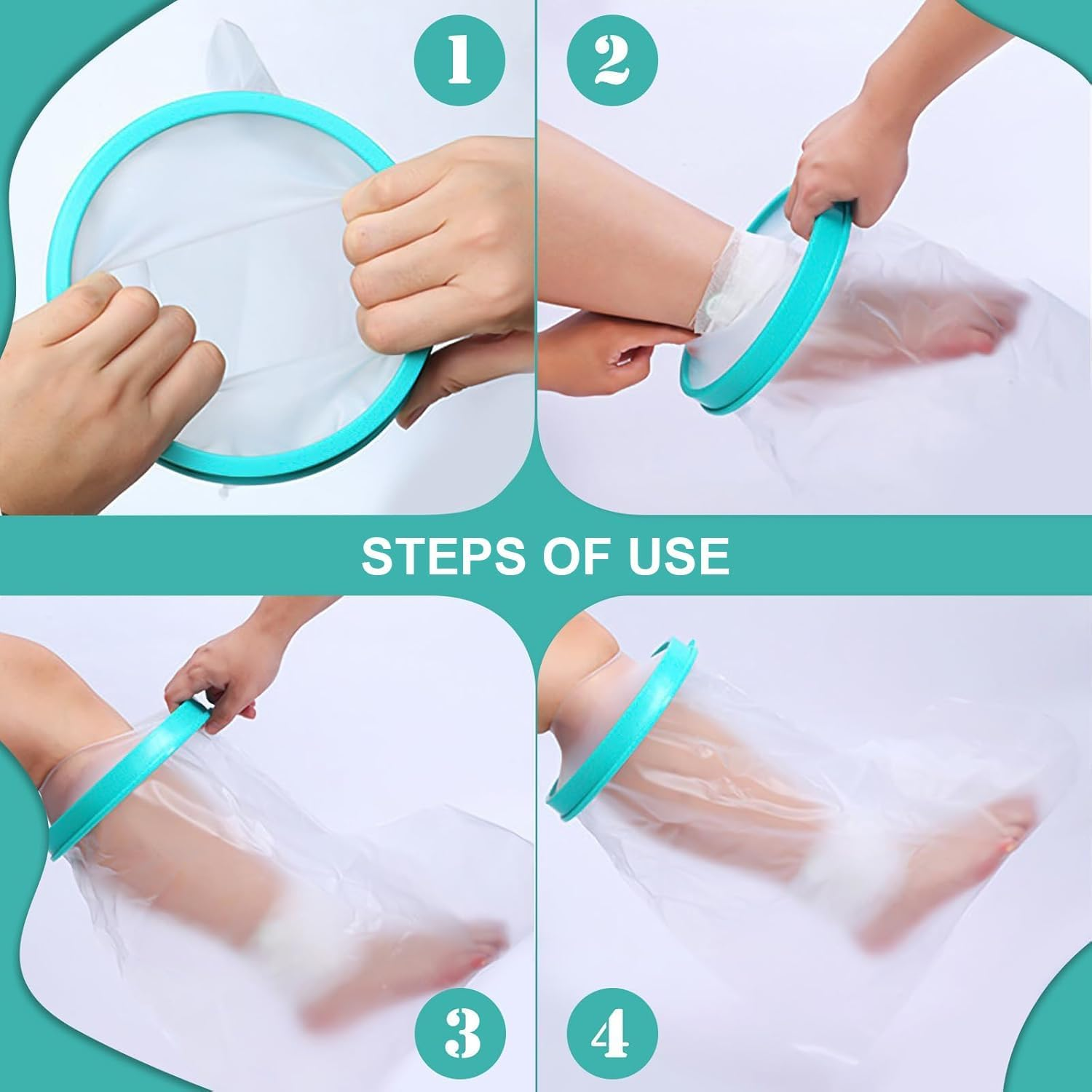 Waterproof Leg Cast Cover for Shower, 100% Bathing Guards, Waterproof Leg Cast Cover for Shower, Reusable Shower Protection, Leg Cover for Showering after Surgery for Foot, Ankle, Burns image number 6