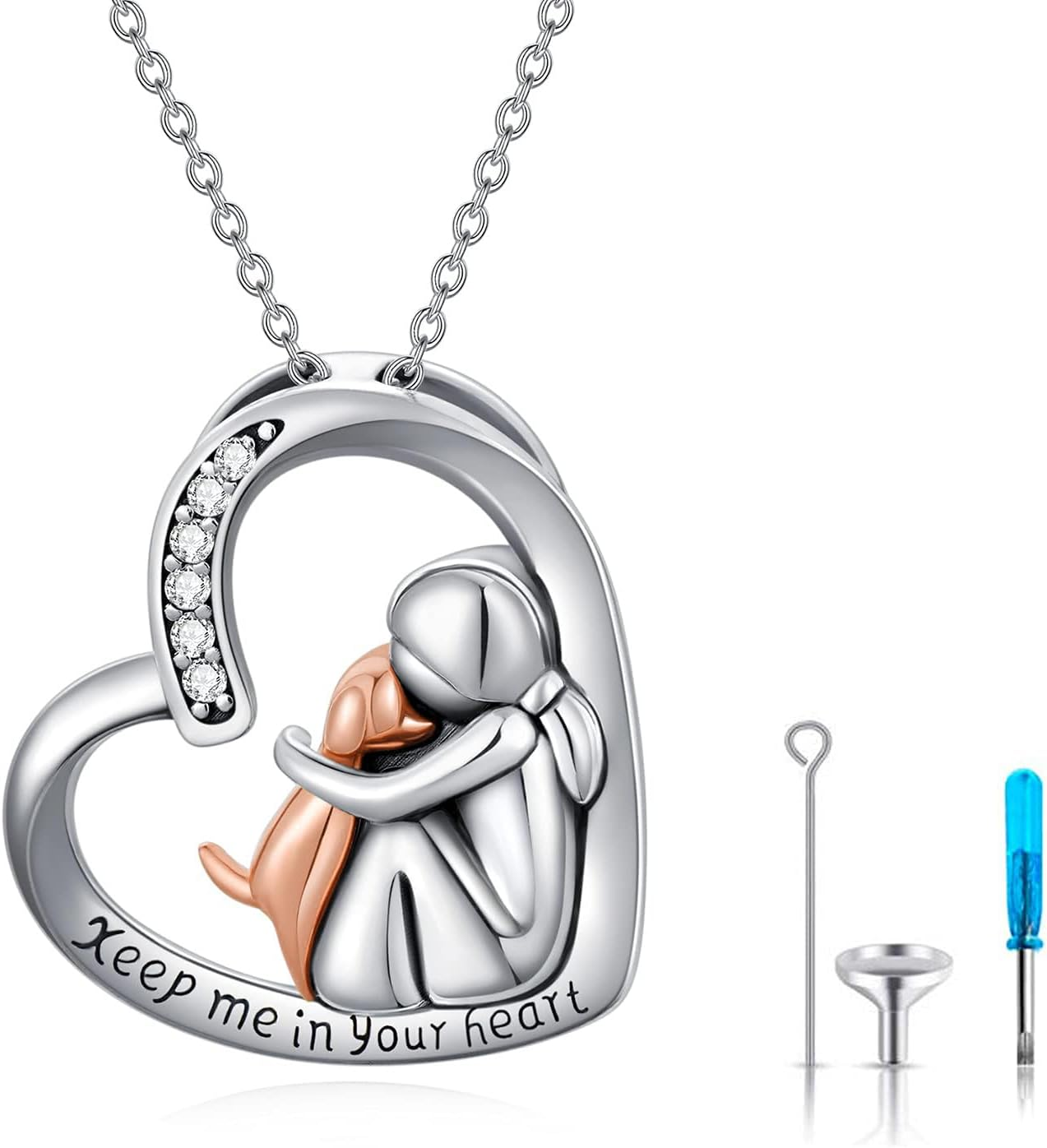 CHENGHONG Sterling Silver Dog Ashes Necklace - Pet Urn Keepsake Memorial Gift image number 2