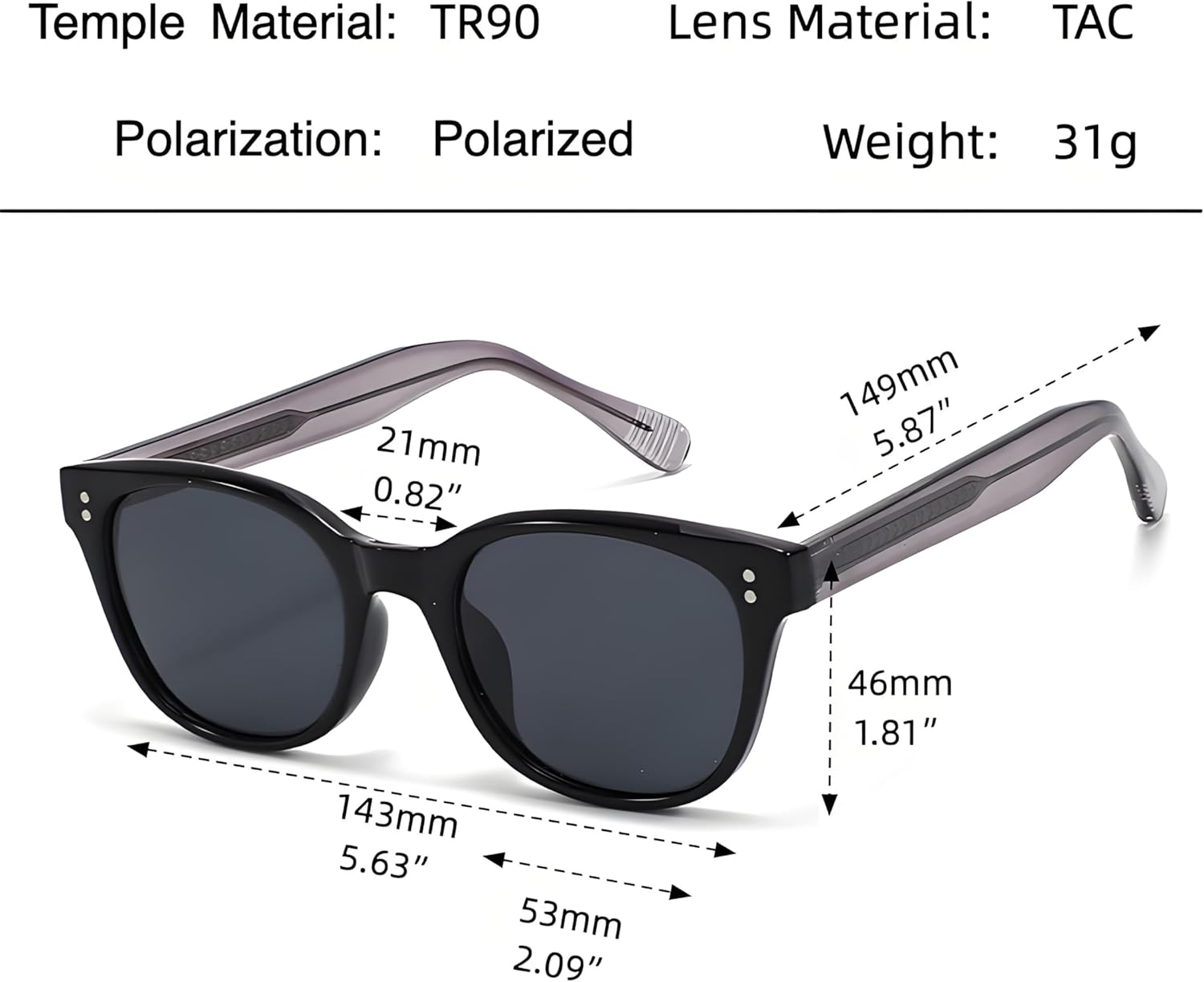 ONLYZILLA Polarized Oval Sunglasses for Men Women Black Tortoiseshell Frame Retro Driving Glasses UV Protection