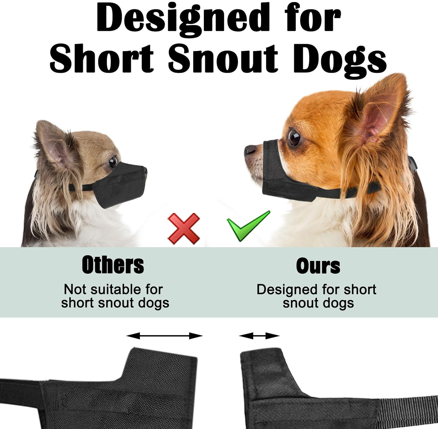 Mayerzon Short Snout Dog Muzzle for Small Medium Large Dog, Soft Muzzle for Chihuahua Shih Tzu American Bulldog for Grooming, Sturdy Oxford Mouth Guard anti Biting Chewing image number 3