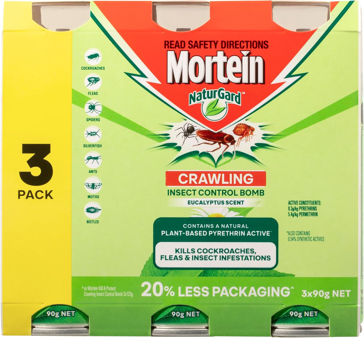 Mortein Naturgard Eucalyptus Scent Crawling Insect Control Bomb 90 G (Pack of 3) image number 5