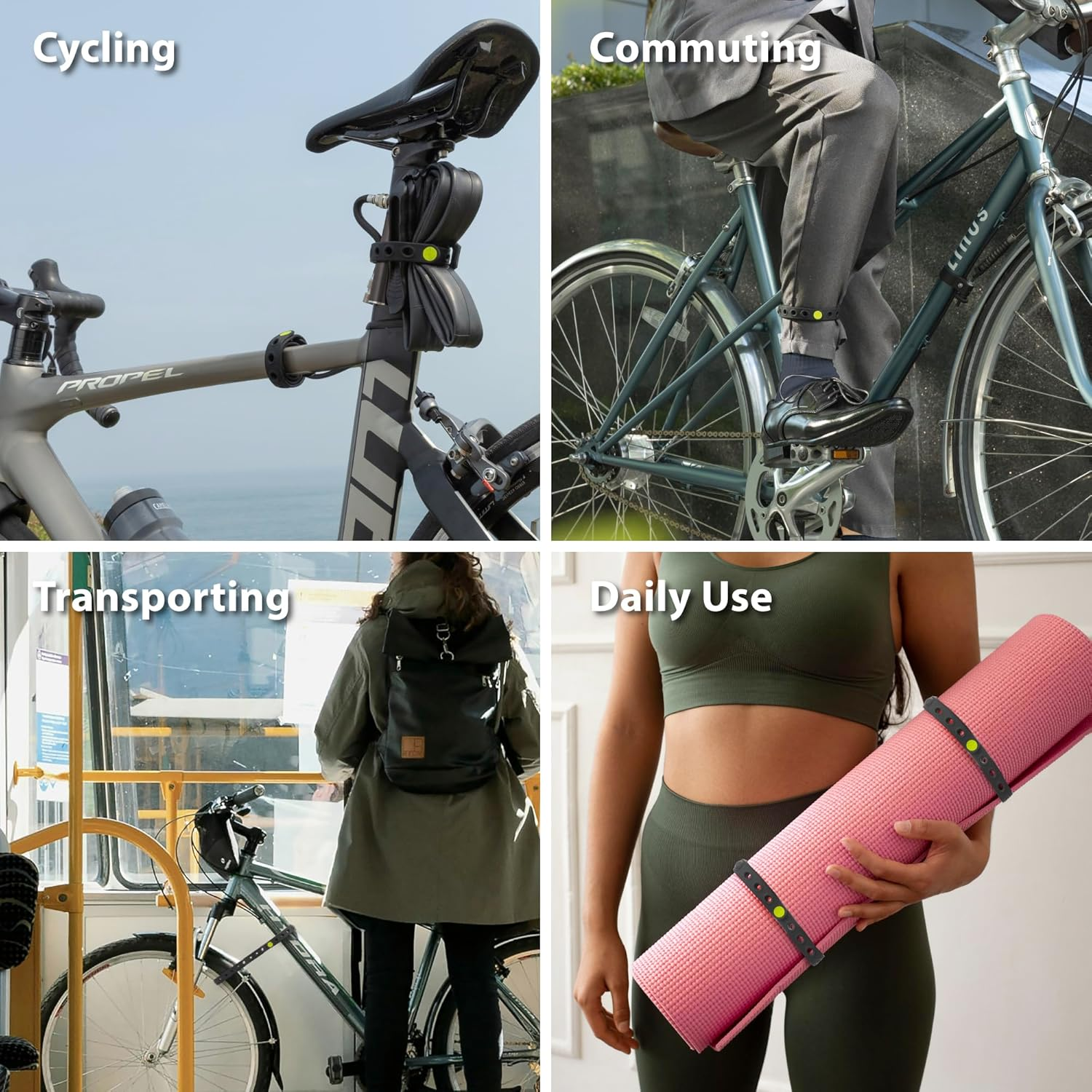 BONE Bike Strap Lite (2 Packs), Bicycle Wheel Stabilizer Strap, Scratch-Free & Adjustable Silicone Strip for Storage, MTB Frame Carrier for Inner Tubes, Quick Setup Cycling Accessory (2-Pack) image number 5