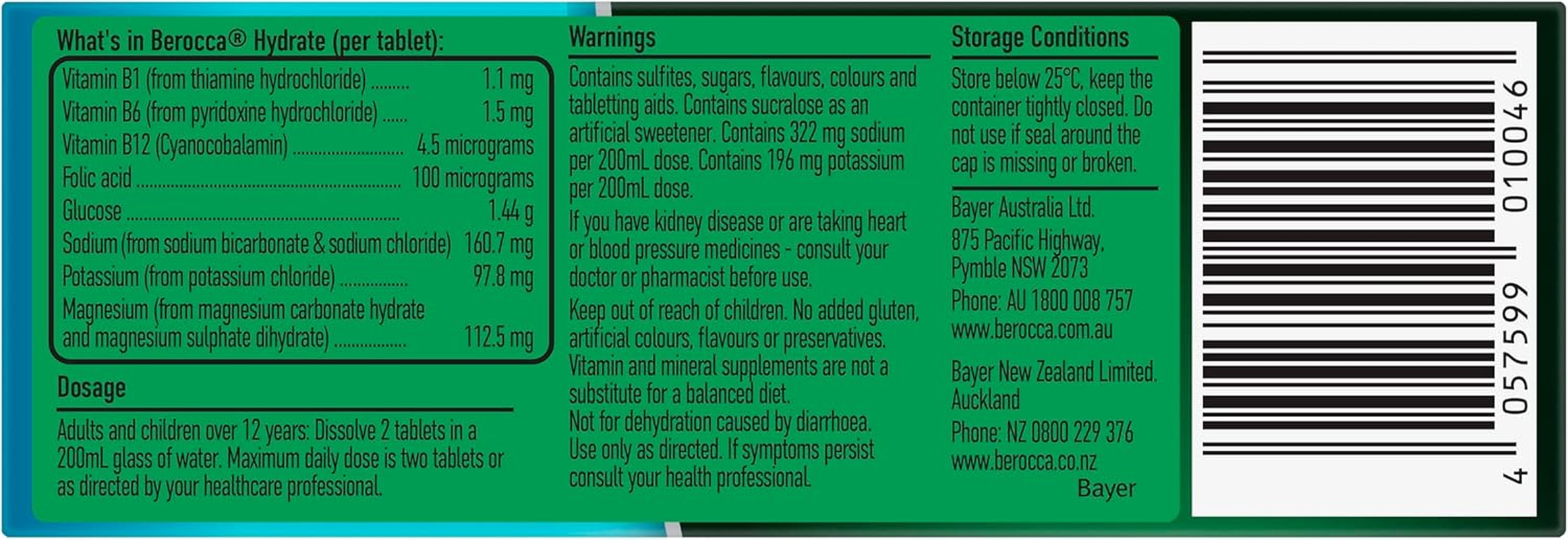 Berocca Hydrate Blackcurrant 20 Tablets image number 6