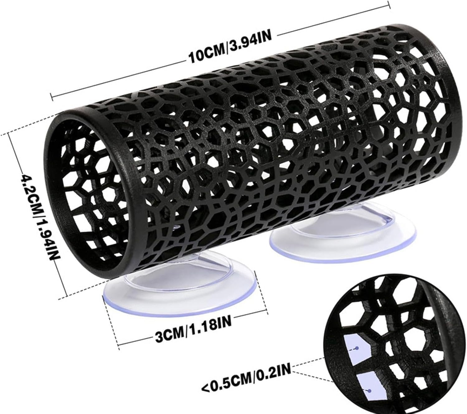 Betta Fish Tube Toy - Hollow Cave Tunnel with Suction Cups, Aquarium Decor Tank Accessories Decorations Hideout, Pink (Black) image number 4