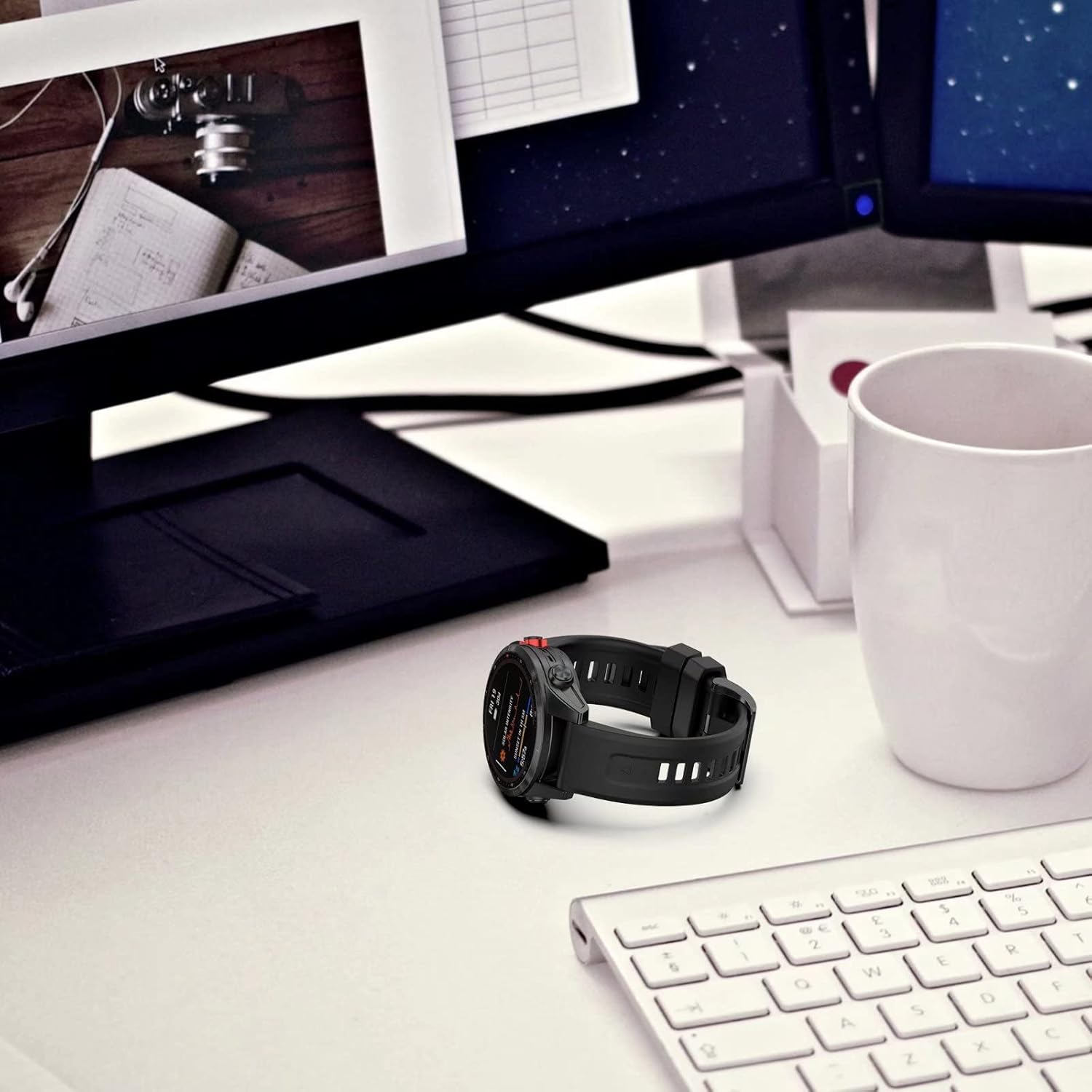 FTRONGRT 22 Mm Watch Strap Compatible with Garmin Epix Gen 2, Soft Silicone Strap, Replacement Strap for Garmin Epix Gen 2. - Black image number 6