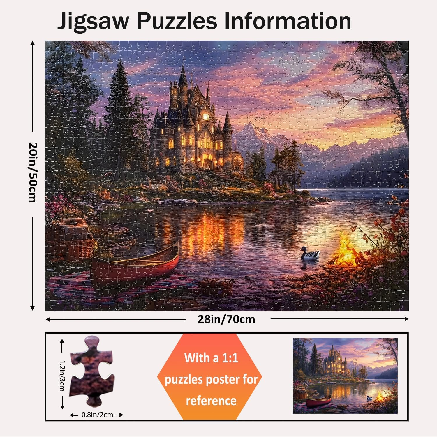 Jigsaw Puzzles for Adults 1000 Pieces Twilight Castle Impossible Hard Difficult Challenging Puzzles for Adults Teens 1000Pc Reflections Lake Jigsaw Puzzle 1000 Pieces 28 X 20 Inch image number 4