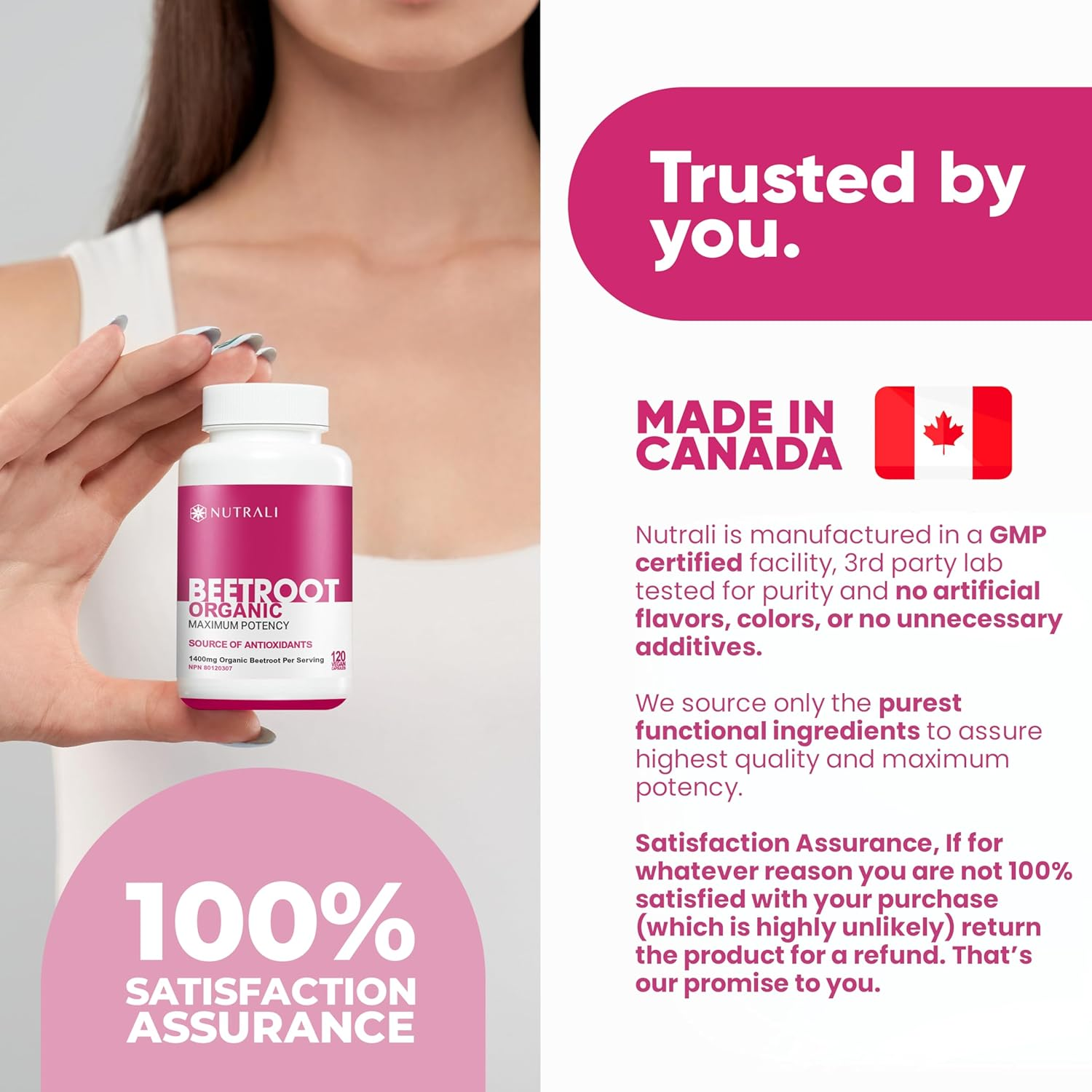 NEW Organic Beetroot Capsules 1400Mg per Serving HIGH POTENCY (700Mg per Capsule) 120 Vegan Capsules, Non-Gmo Raw Beet Root Powder, Beta Vulgaris Supplement, Powerful Nitric Oxide Boosting Beetroot image number 3