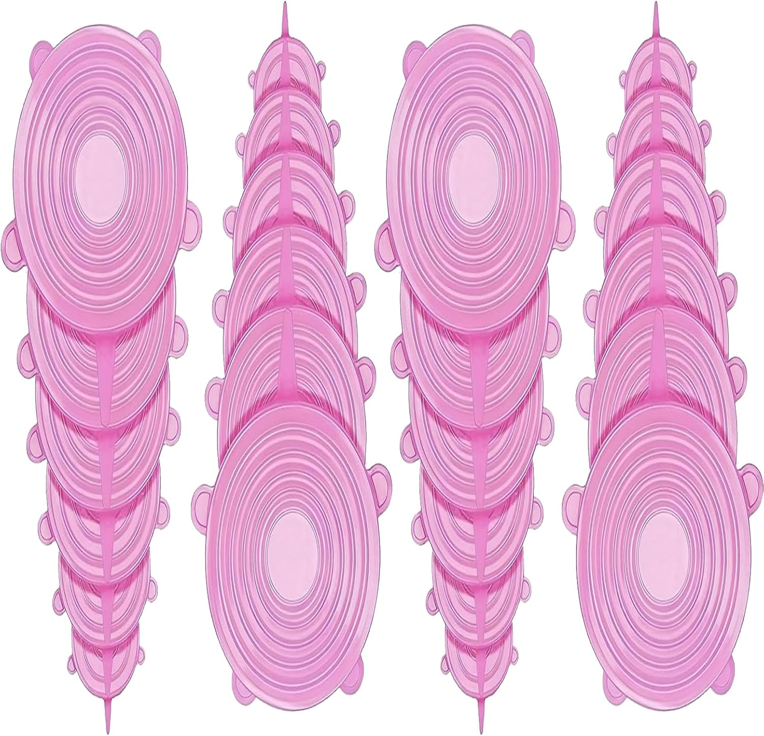 VICSDEP Silicone Stretch Lids, 24 Pack Reusable Silicone Lids, Silicone Bowl Covers for Food Storage, 6 Sizes to Meet Most Containers to Keep Food Fresh, Microwave Safe - Easy Clean Pink image number 5