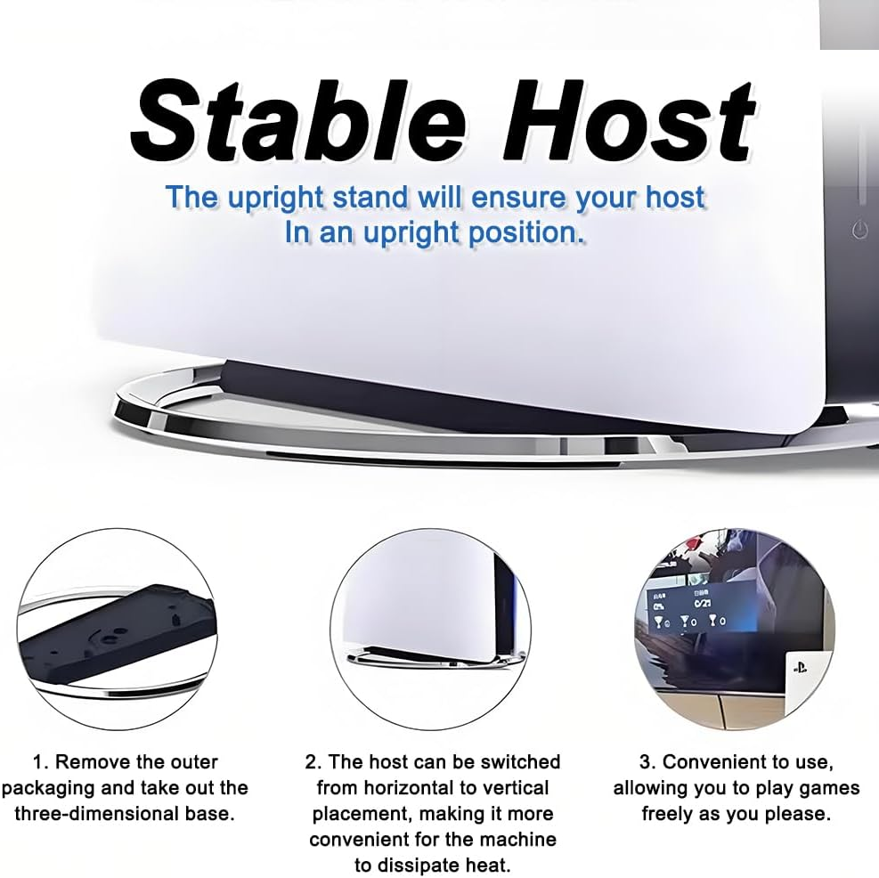 Vertical Stand for Playstation5/Ps5 Slim/Ps5 Pro Consoles, Ultra Thin Vertical Bracket Console anti Slip Base Installation Accessories,Vertical Bracket with Screw Support image number 3