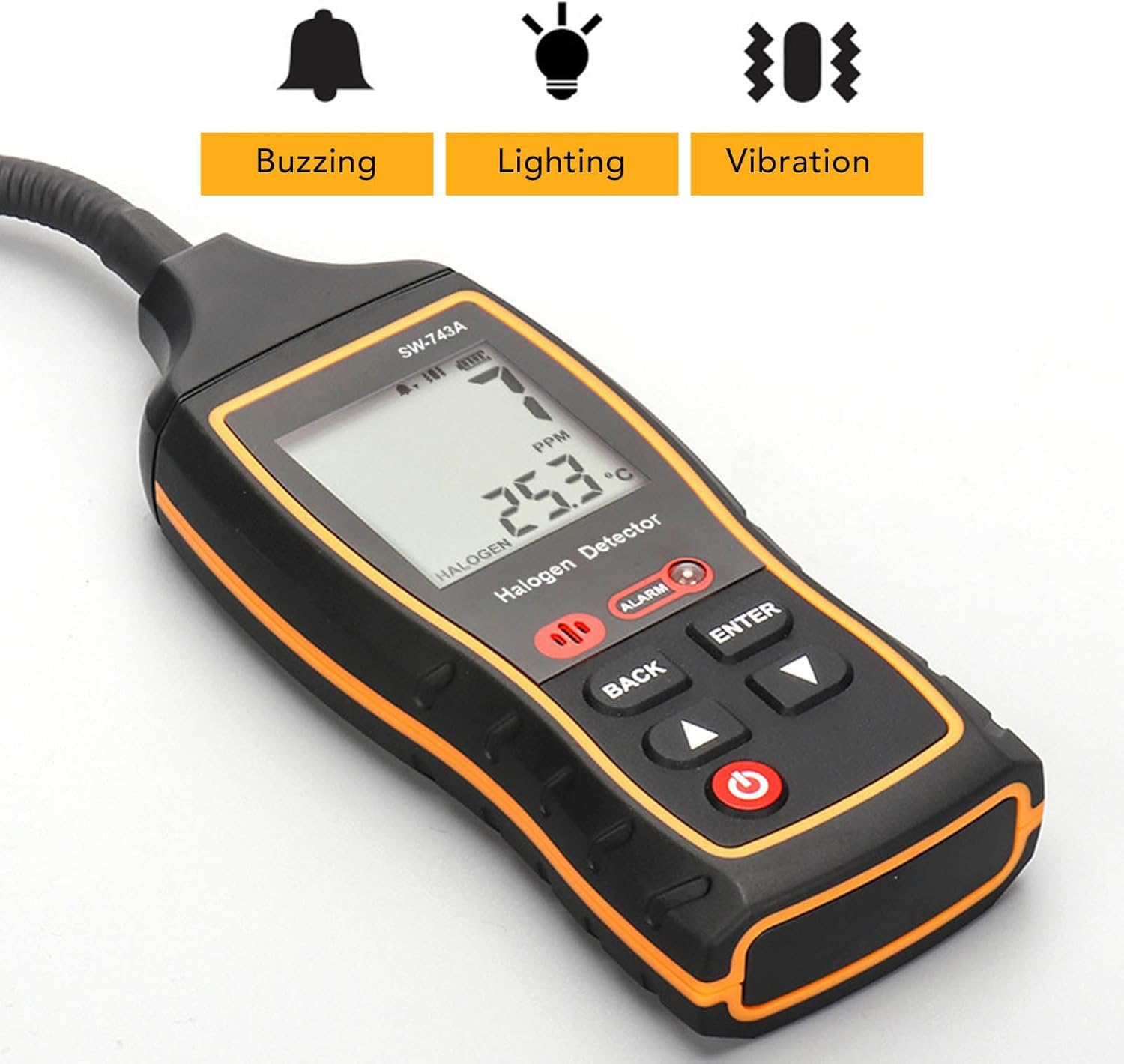Refrigerant Leak Detector with Light, Halogen Gas Detector Sound Light Vibration Alarm Digital Air Conditioning Refrigerant Freon Leakage Tester