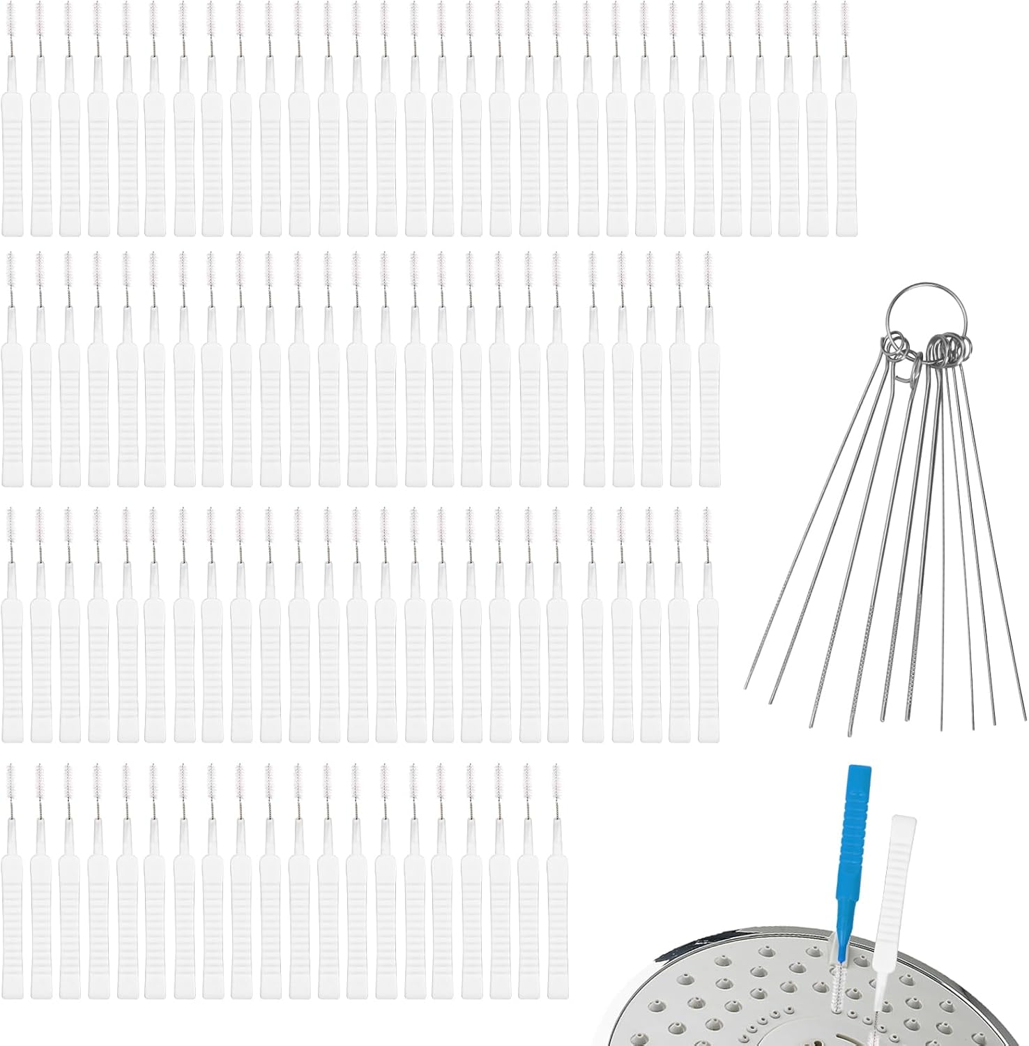 Shower Head Cleaning Kit, 2-In-1 Nozzle Cleaner Tool with Multi-Size Brushes & Stainless Steel Picks for Bathroom Faucet Sink 3D Printer Accessories image number 2