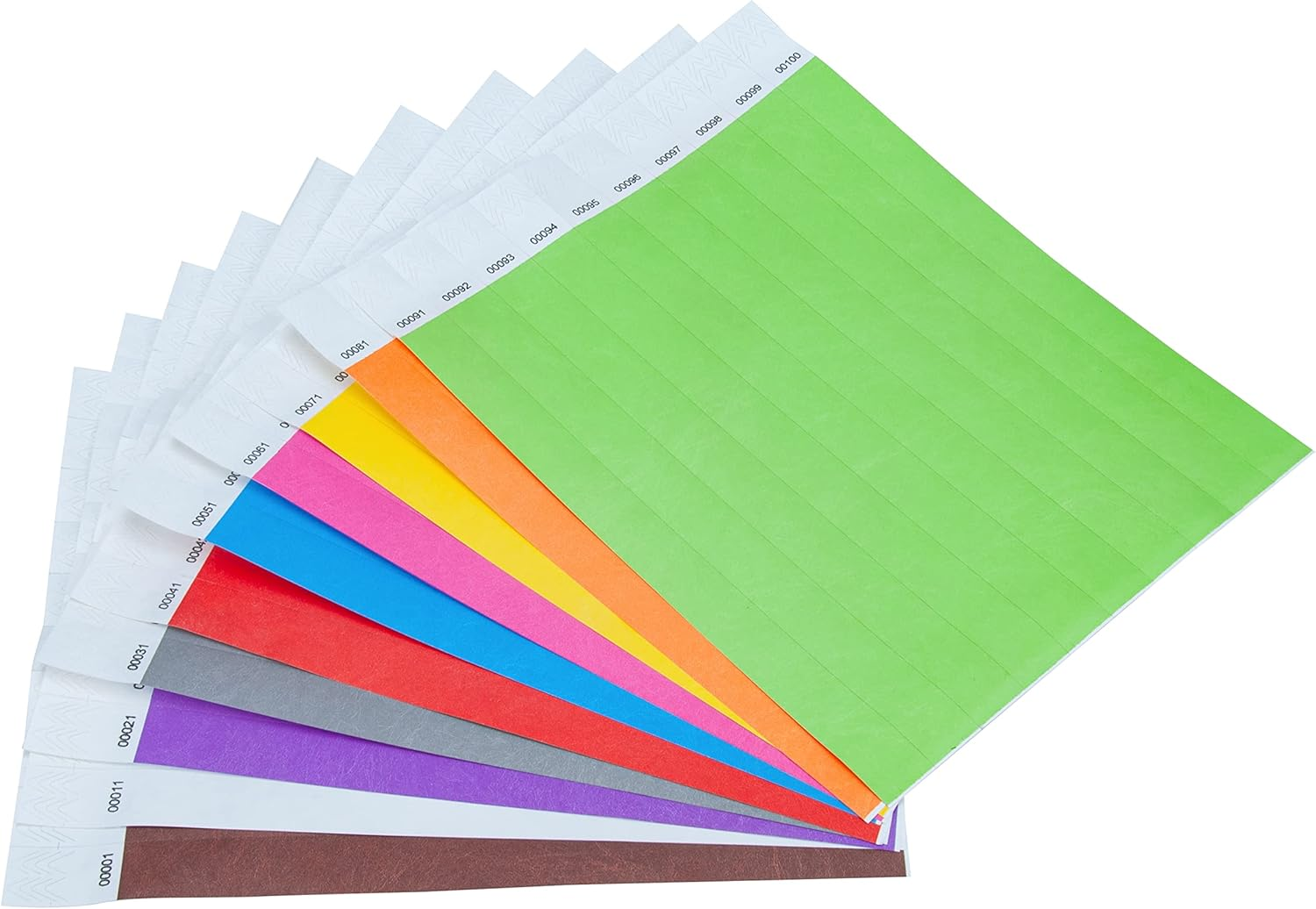 DGBDPACK 100 Pcs Wristbands, 1-100 Consecutive Numbers Waterproof Tearproof and Printable Wrist Straps Admission Bracelets Tickets (Assorted) - Brown image number 3