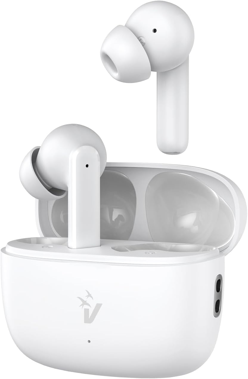 Vultech Pop EP-40WH Wireless In-Ear Headphones, Bluetooth 5.3, USB-C, ANC Active Noise Cancellation, Touch Control, IPX5, Microphone for Smartphones Samsung, Iphone, Xiaomi, Huawei - White image number 2