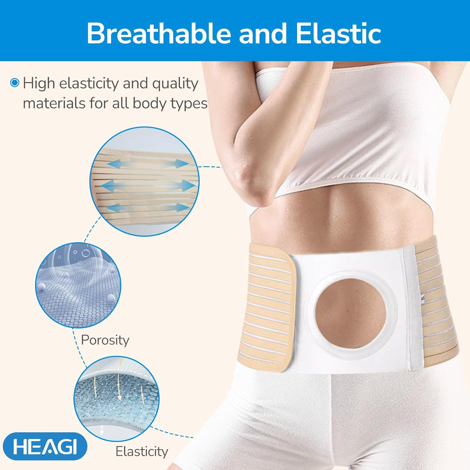 Ostomy Belt, Stoma Hernia Support Belt for Men Women, Abdominal Colostomy Stealth Belt for Post-Operative Care Preventing the Stoma Hernia and Reinforce Colostomy Bags(M) image number 4