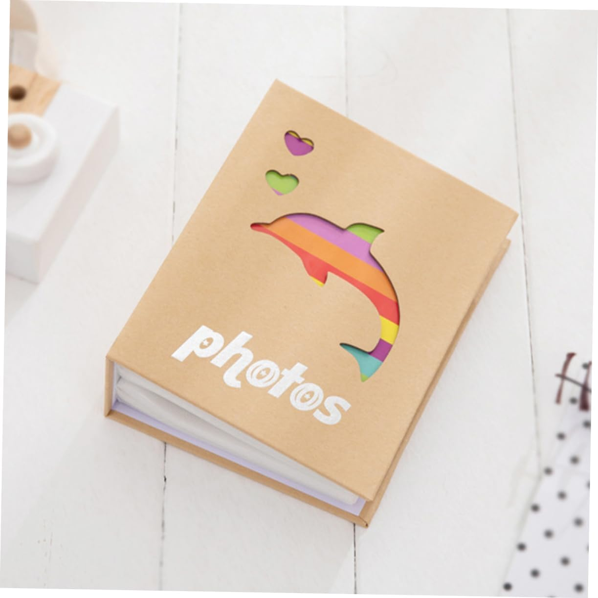 Colorful Kraft Paper Baby Photo Album with Animal Print, 5-Inch 200-Pocket Small Keepsake Album for Newborns and Toddlers, Memory Book for Baby Boys and Girls - As Shown image number 3