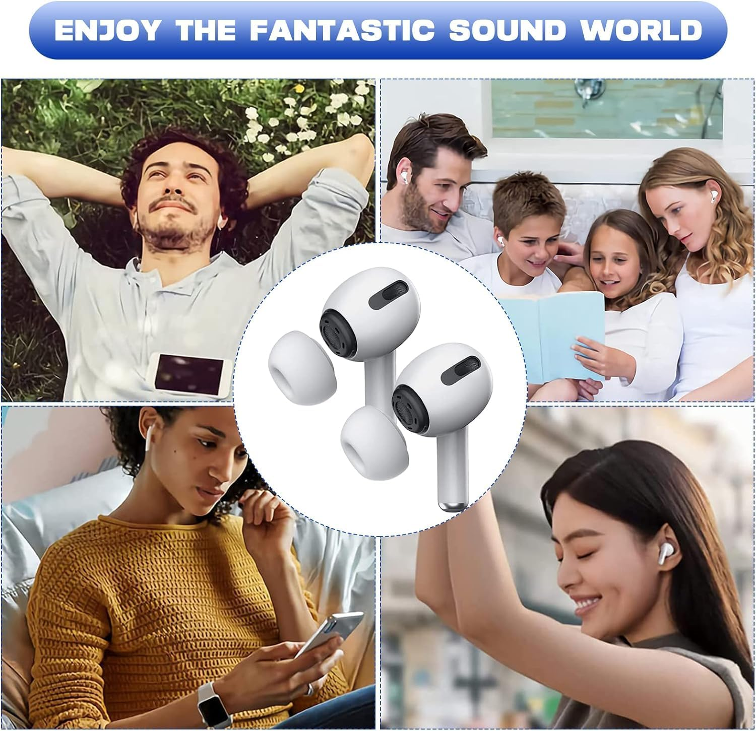 THJOPOKEEL 12 Pieces Replacement Ear Tips for Airpods Pro/Airpods Pro 2, 3 Size Replacement Silicone Rubber Eartips Earbuds Buds Tips (S/M/L) (6 Pairs) image number 3